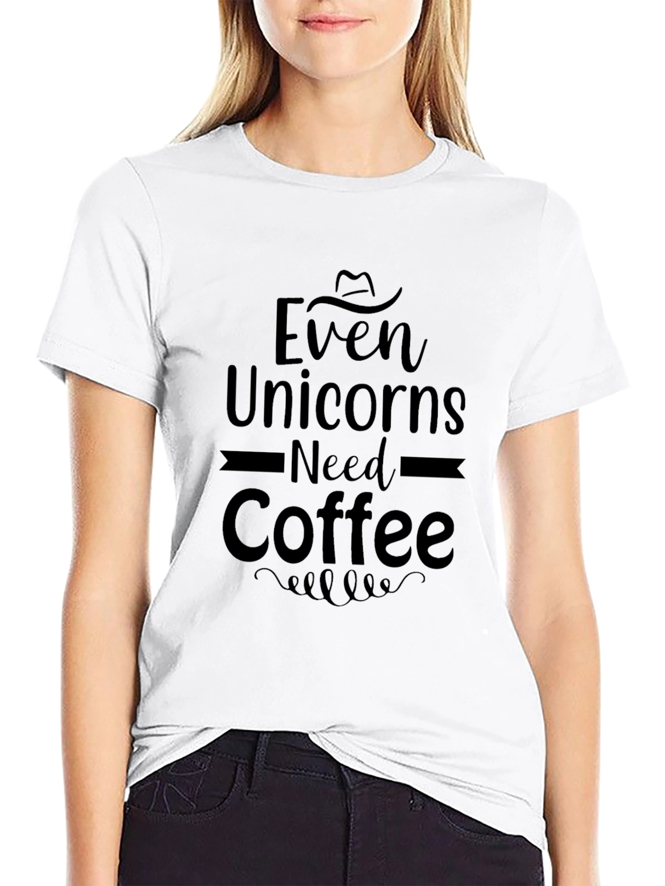 Black Even Unicorns Need Coffee - Graphic Tee view 9