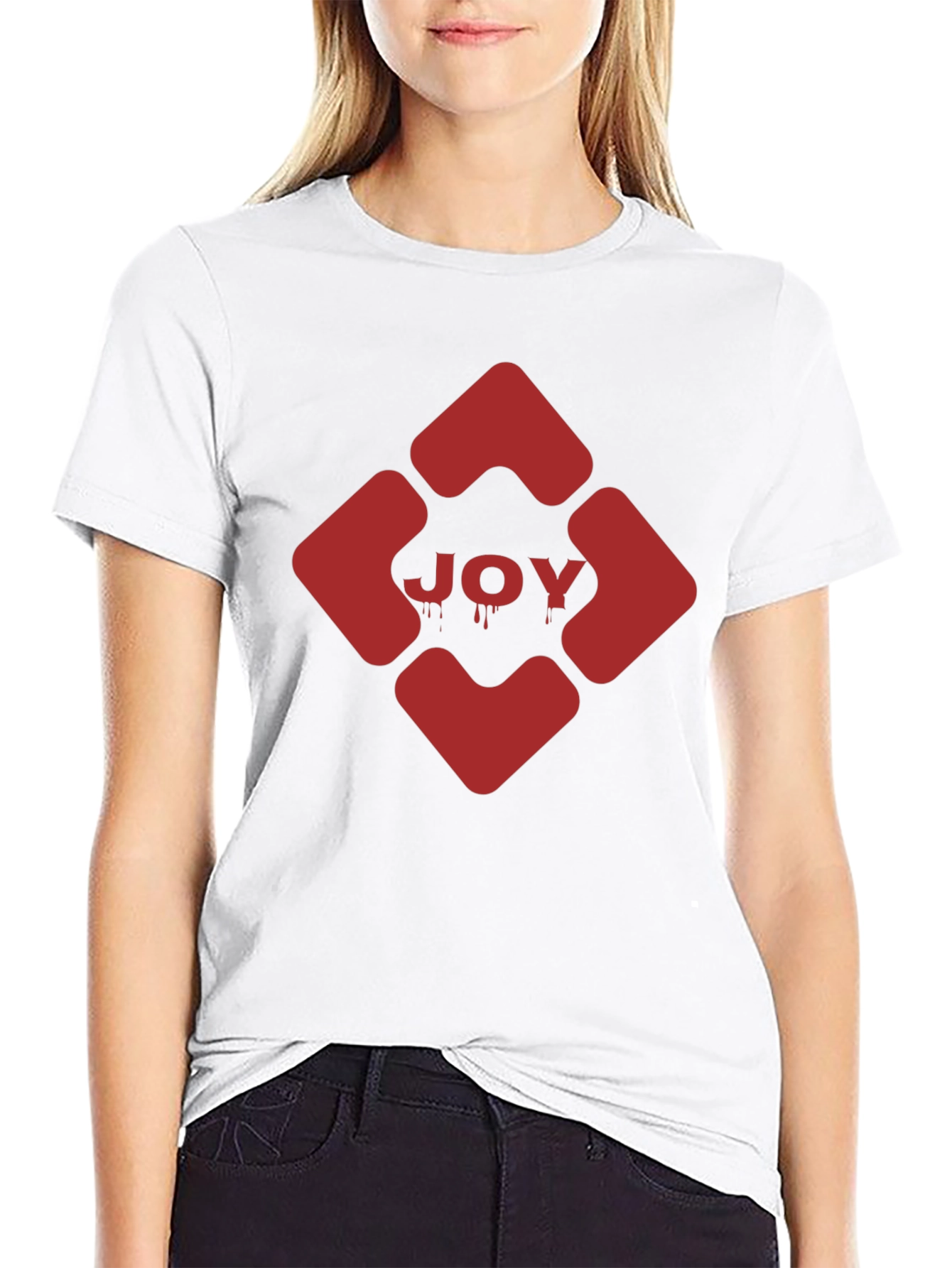 Black JOY Graphic Tee - Edgy Red Design on Black view 9