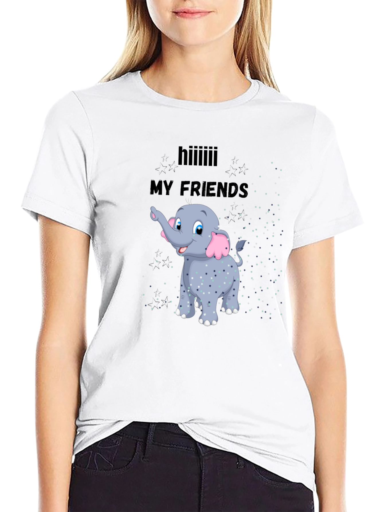 Black Elephant 'My Friends' Graphic Black T-Shirt view 9
