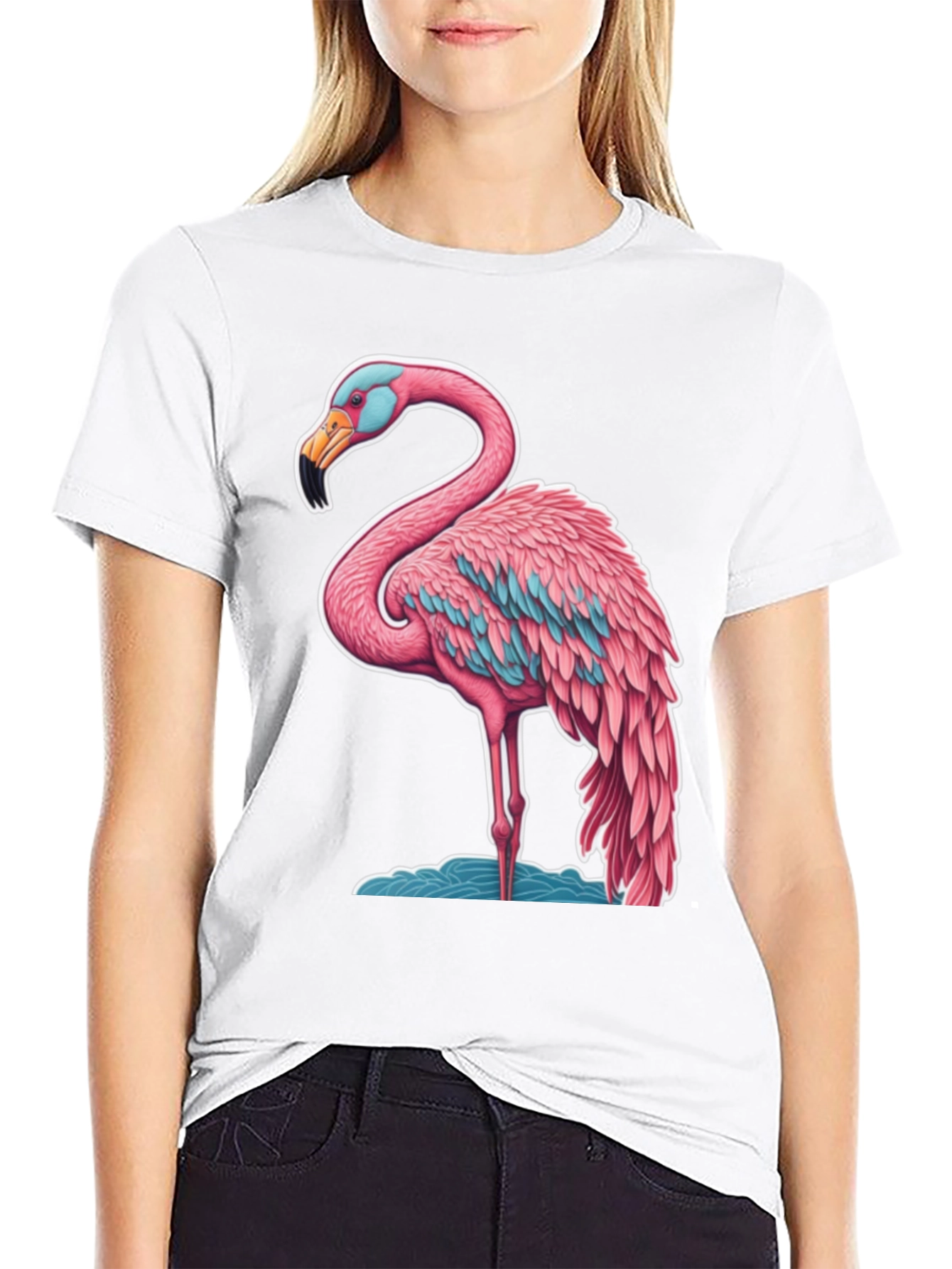 Black Flamingo Graphic Tee - Black Cotton view 9