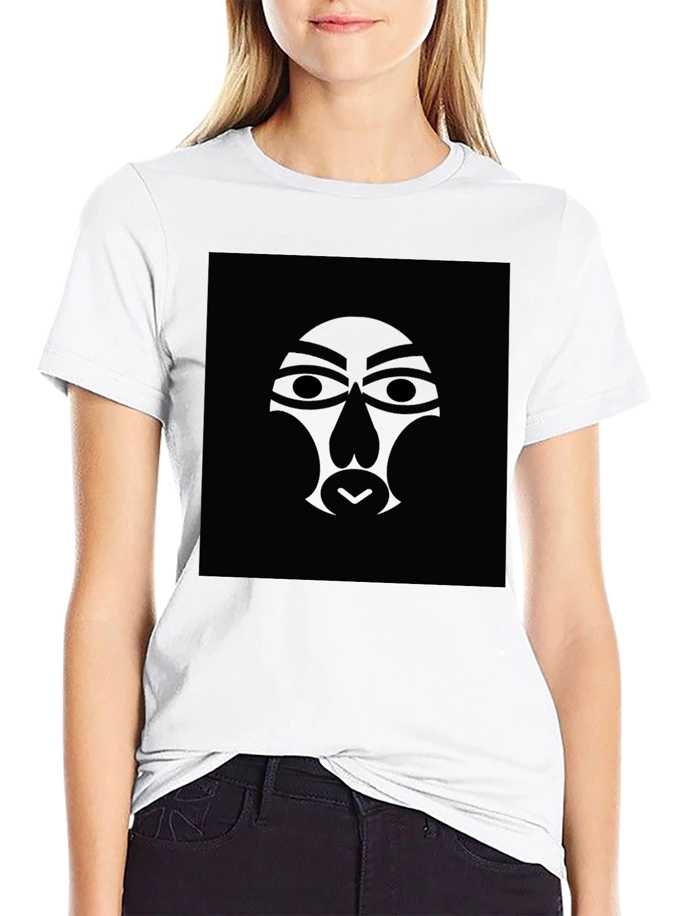 Black Tribal Mask Graphic Tee - Black T-Shirt view 9