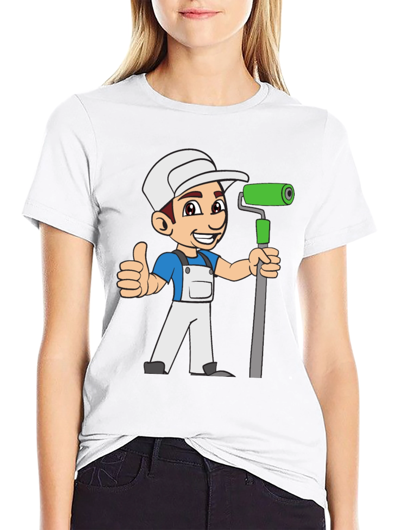 Black Painter Cartoon Graphic T-Shirt view 9