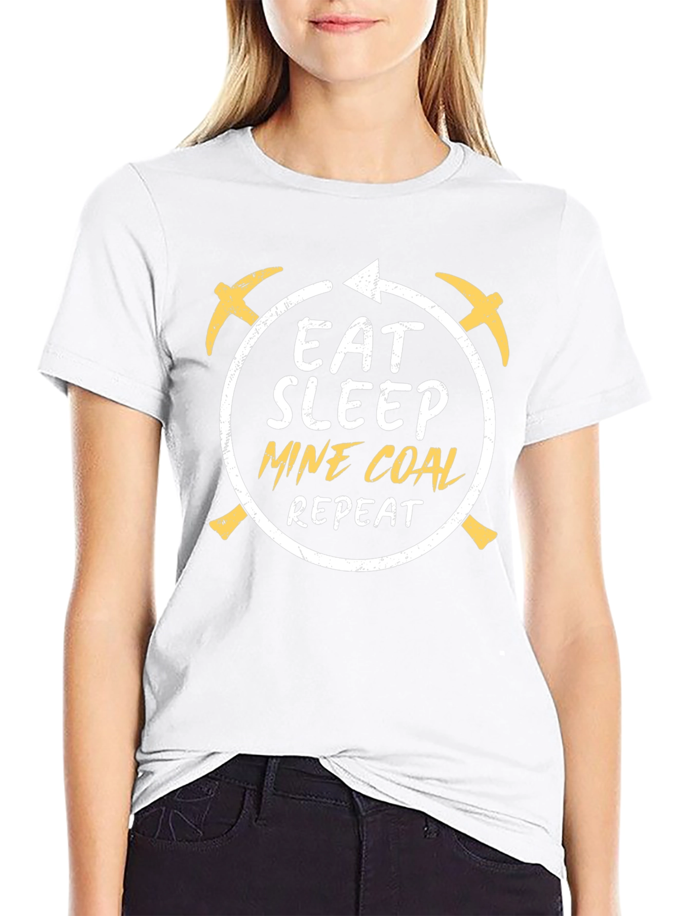 Black Eat Sleep Mine Coal Repeat Black T-Shirt view 9