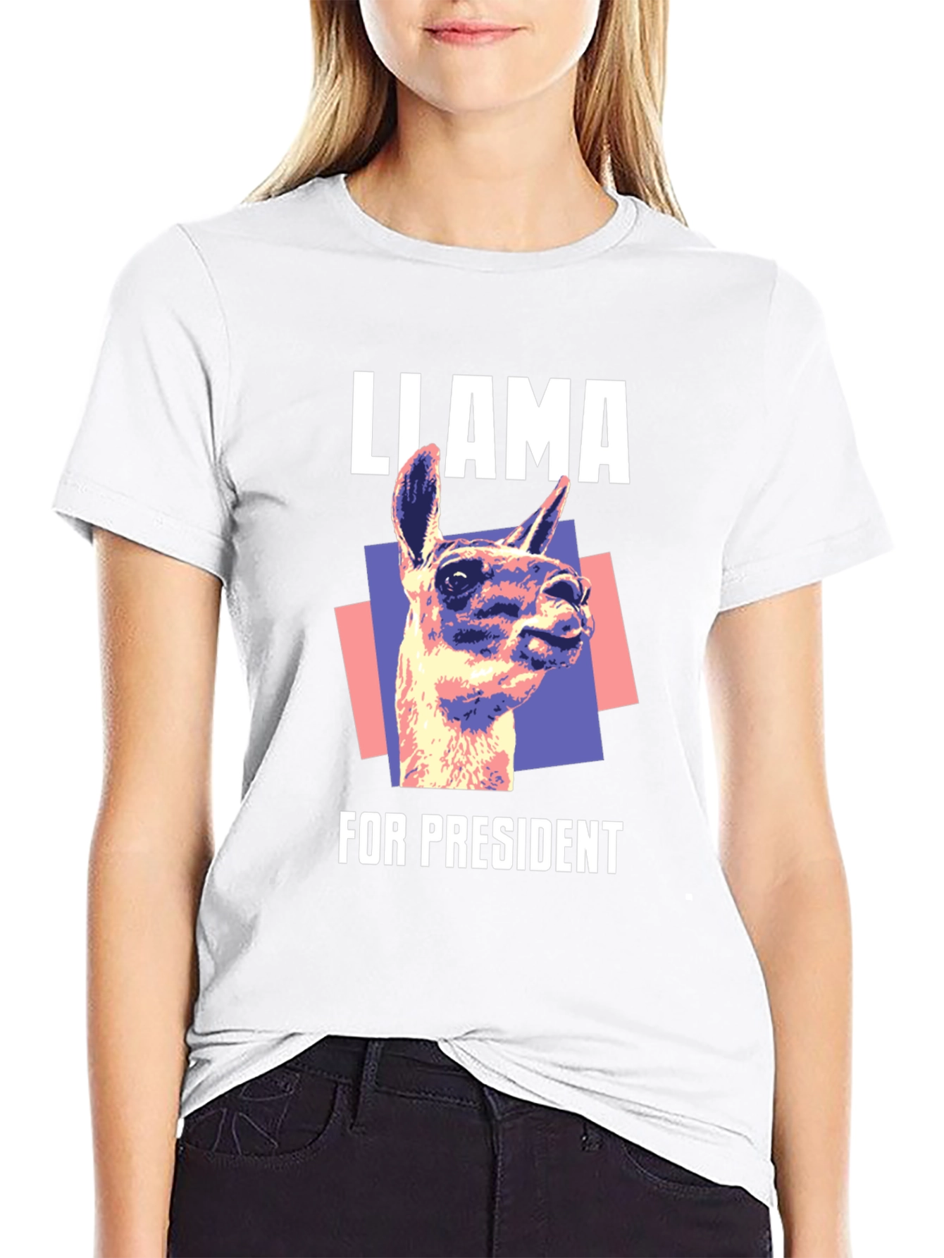 Black Llama For President Graphic T-Shirt view 9