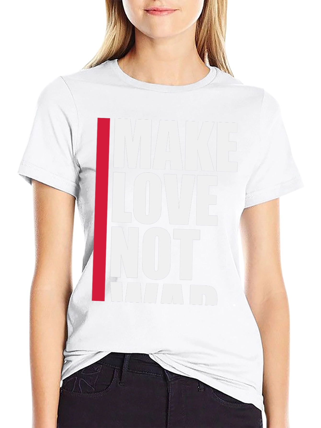 Black Make Love Not War Graphic Tee - Black view 9