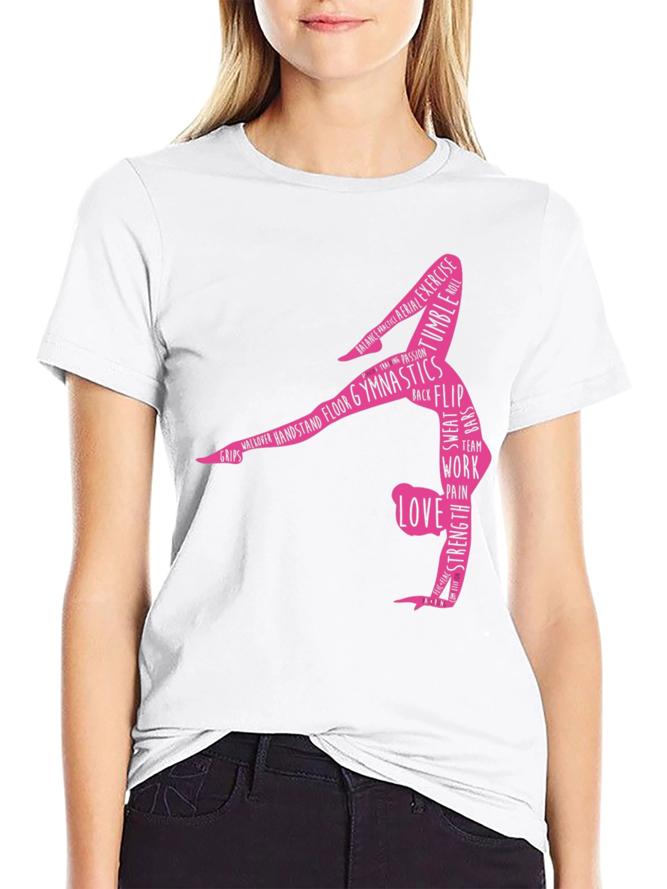 Black Gymnastics Word Art T-Shirt - Black view 9
