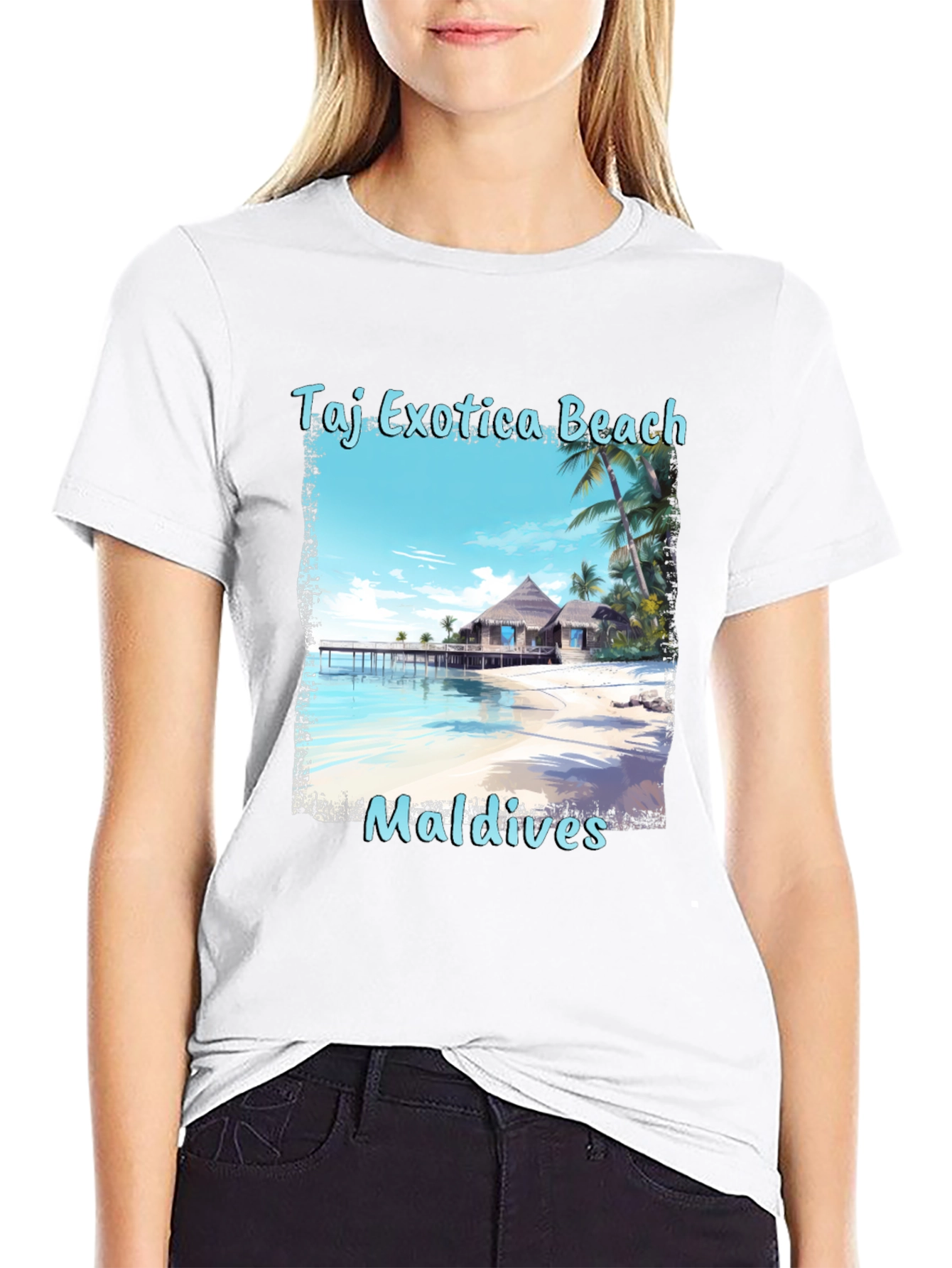 Black Taj Exotica Beach Maldives T-Shirt view 9