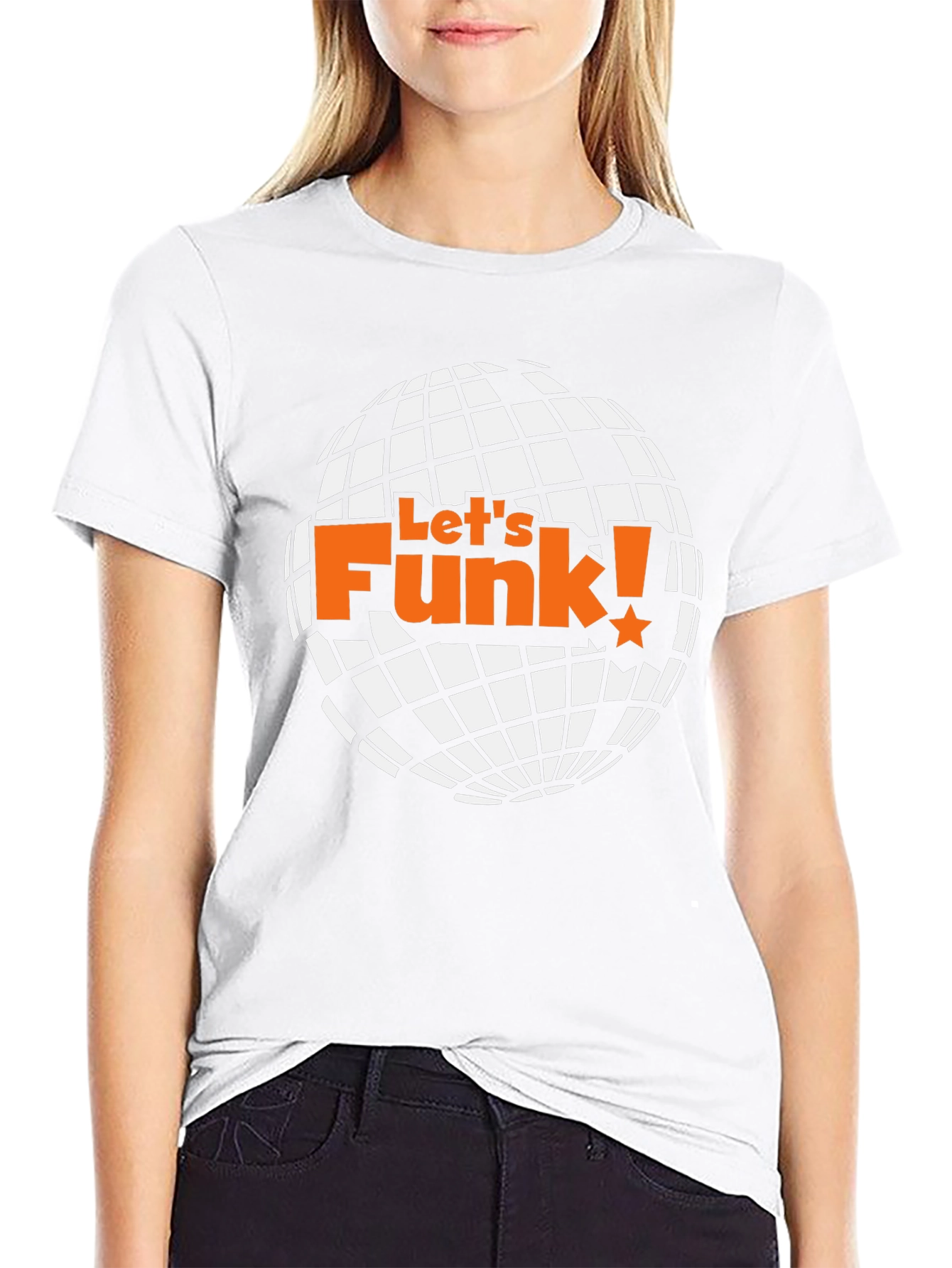 Black Let's Funk! Graphic T-Shirt - Retro Disco Ball Design view 9