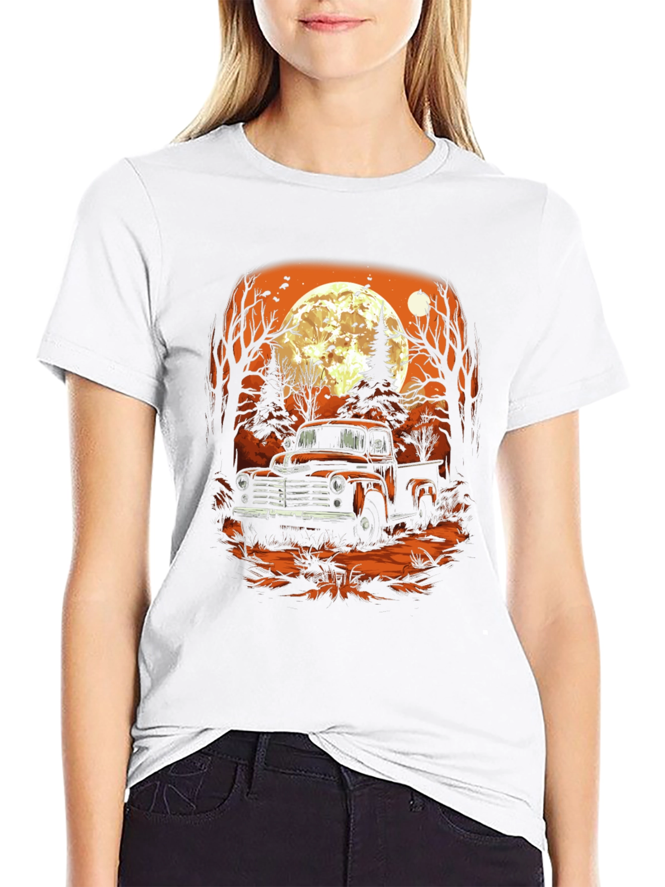 Black Vintage Truck Halloween T-Shirt view 9