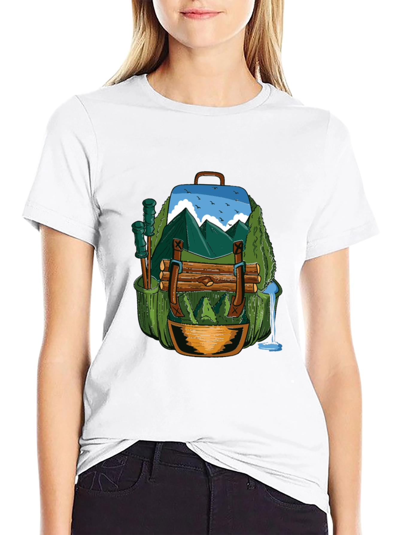 Black Nature Backpack T-Shirt: Adventure Ready view 9