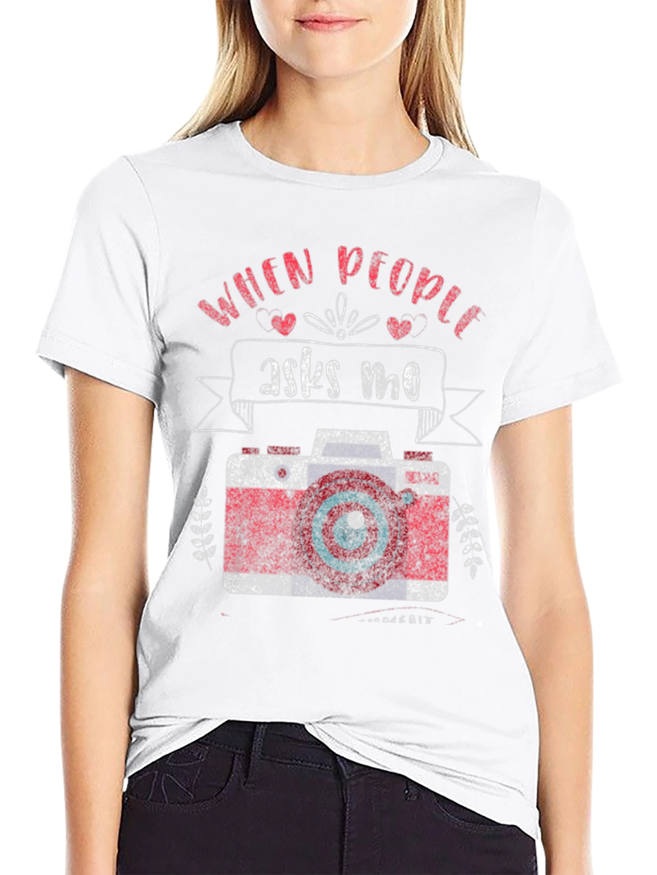 Black Photographer T-Shirt - "When People Ask Me" Camera Design view 9