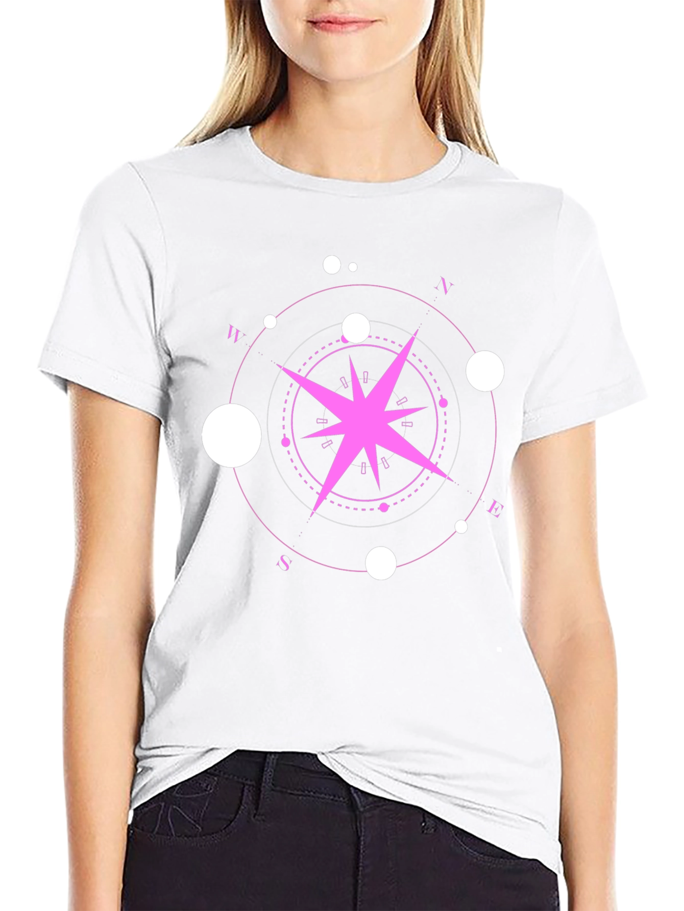 Black Compass Rose Graphic Tee - Black view 9