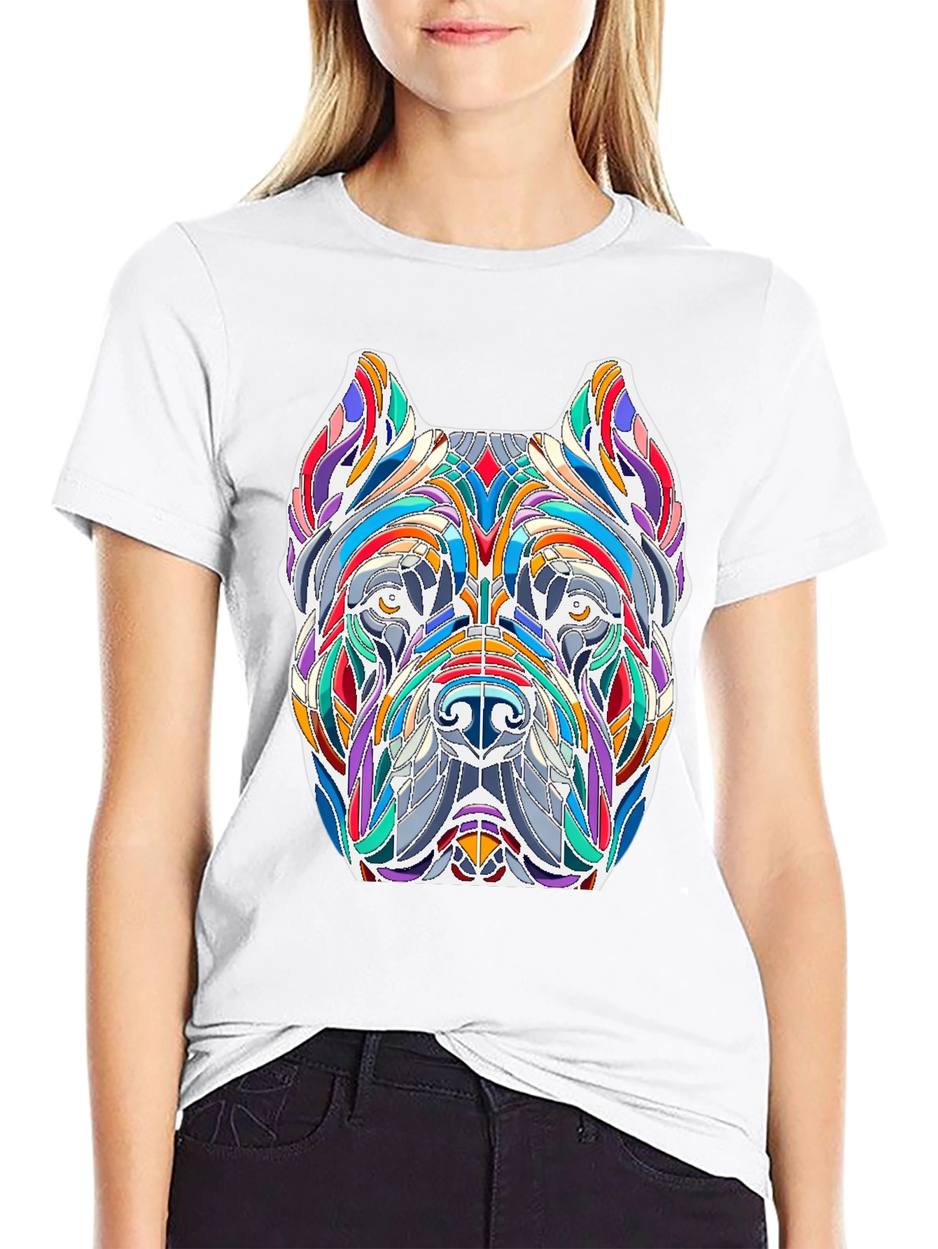Black Abstract Dog Art T-Shirt - Unique Graphic Tee view 9