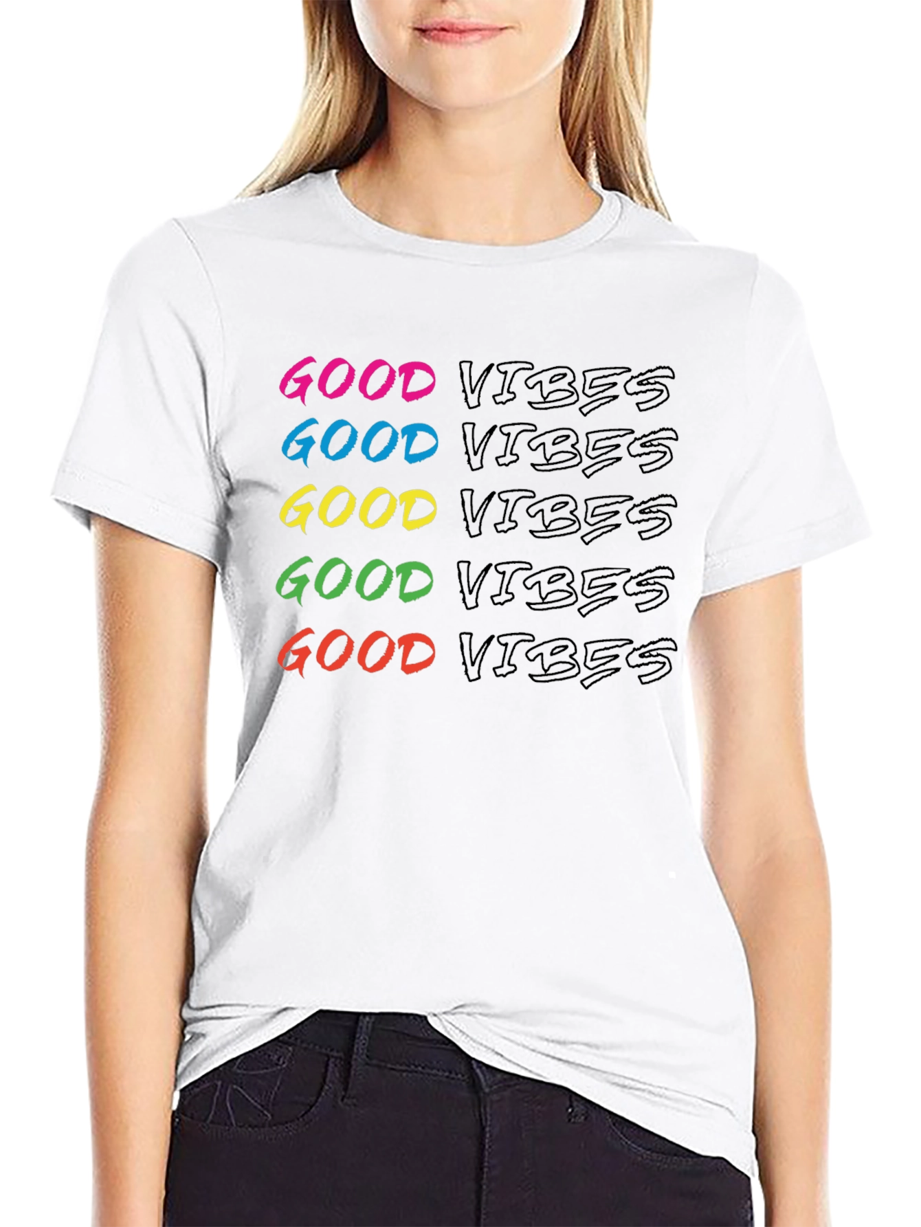 Black Good Vibes Graphic Tee - Men's Black Crew Neck view 9