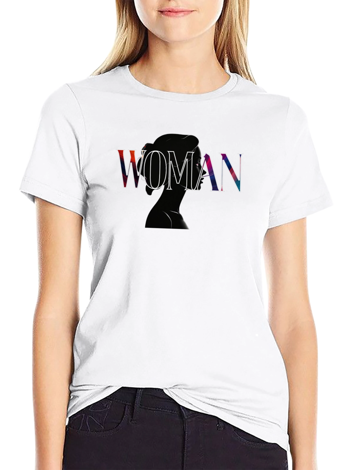 Black Woman Silhouette Graphic Tee - Modern Black T-Shirt view 9