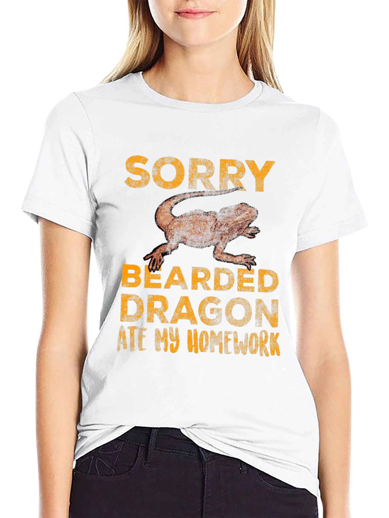 Black Funny Bearded Dragon Ate Homework T-Shirt view 9
