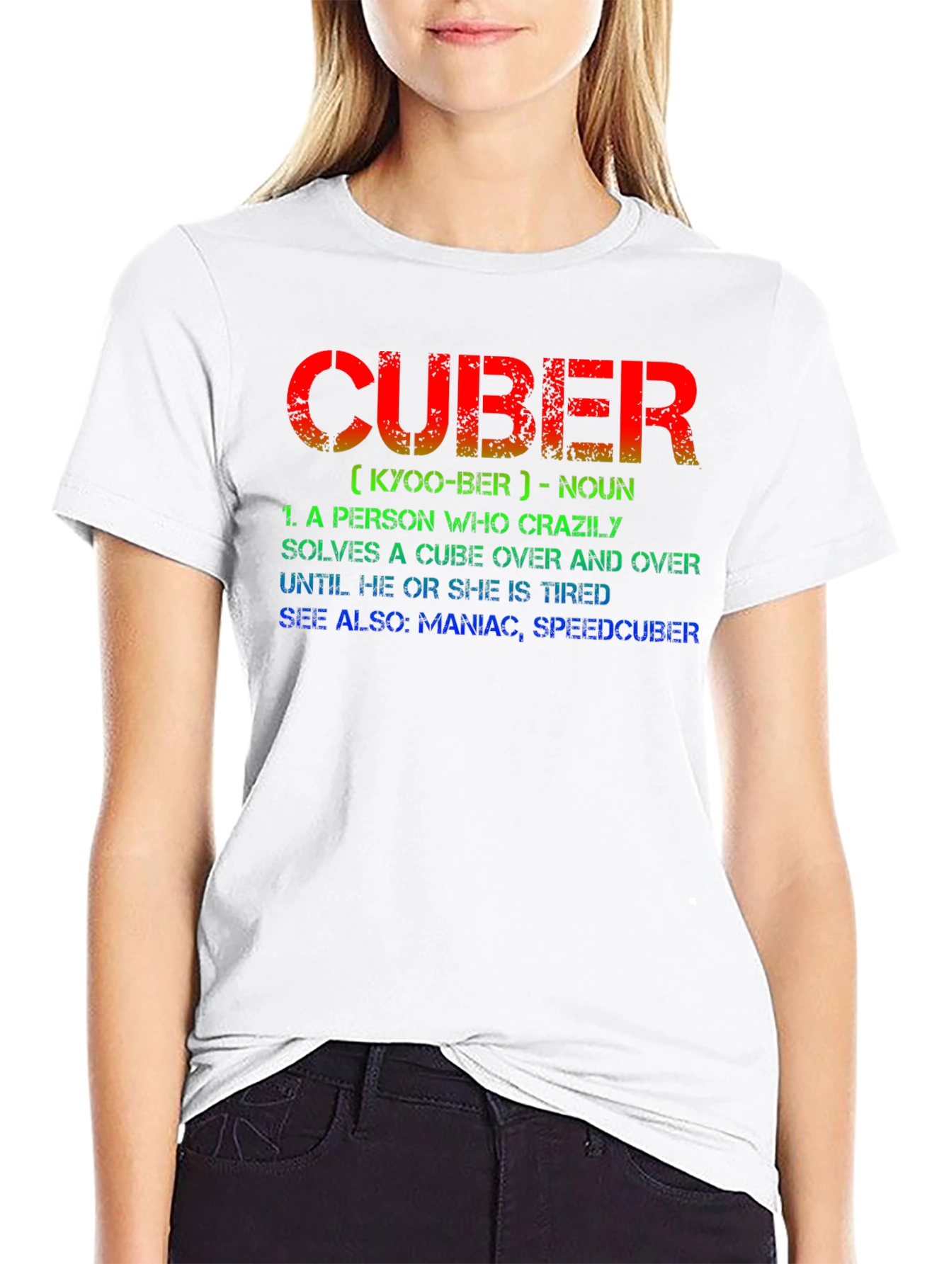 Black CUBER Definition Black T-Shirt - For Puzzle Lovers view 9