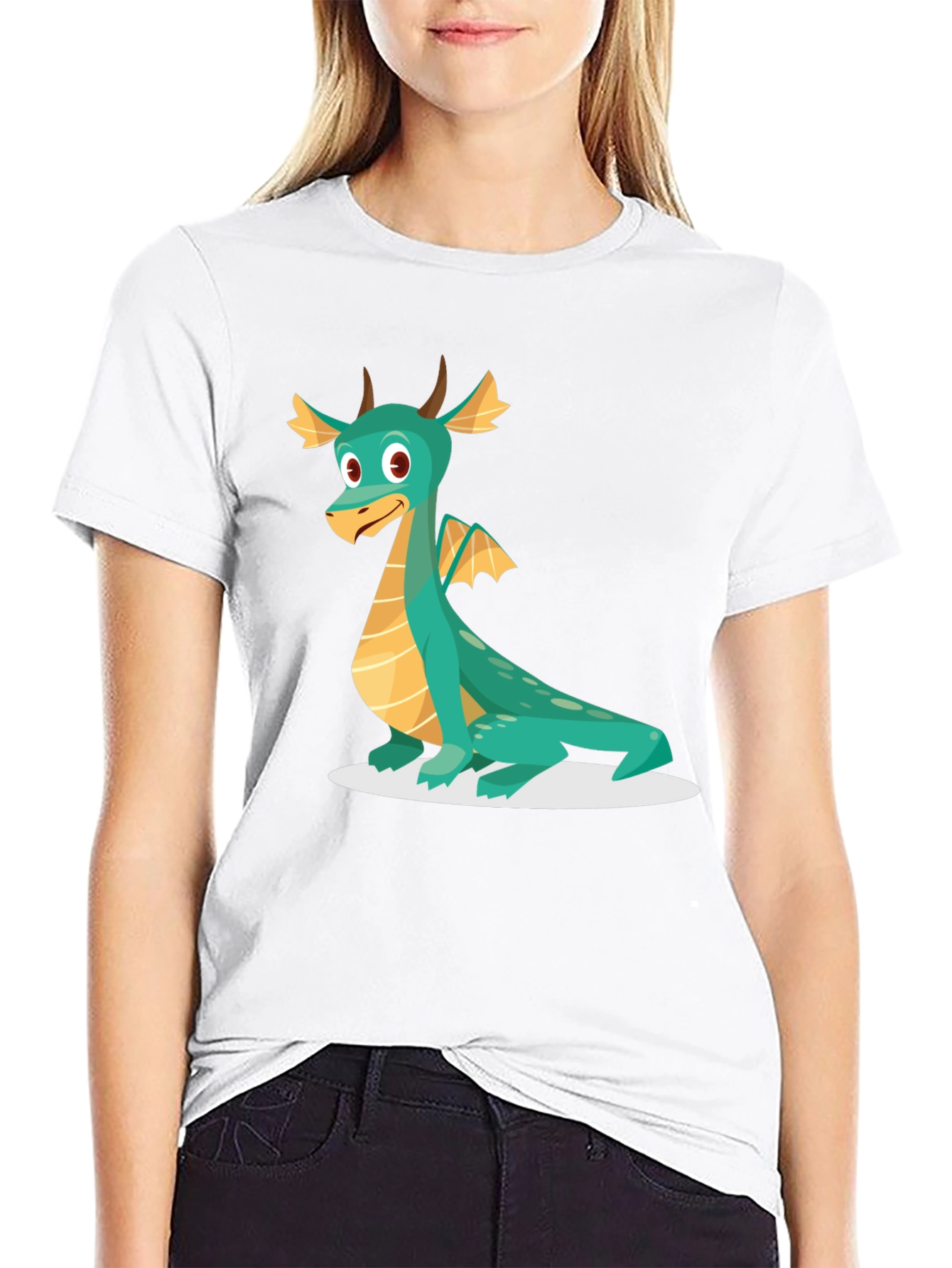 Black Dragon Graphic Tee - Cute Cartoon Design, Soft Cotton Shirt view 9