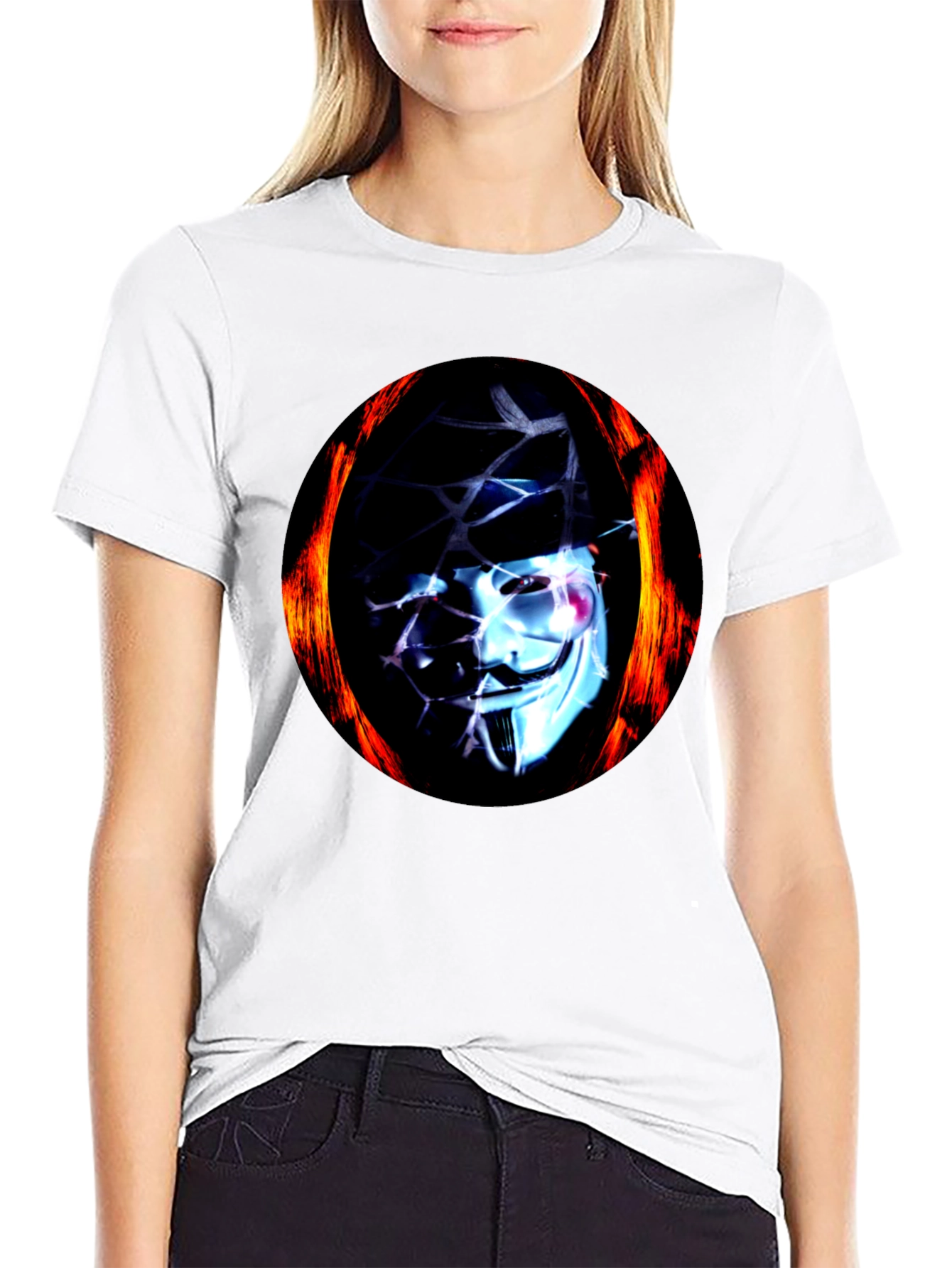 Black Anonymous Mask Flame T-Shirt view 9