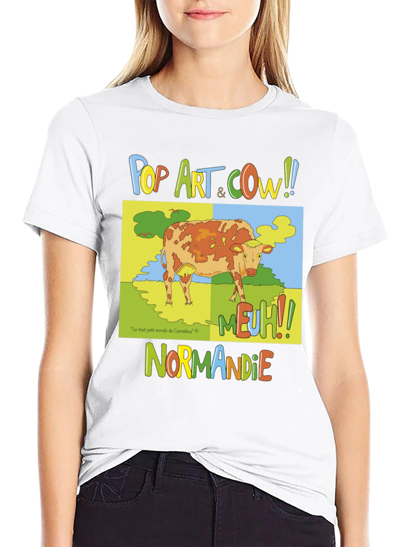 Black Pop Art Cow Graphic T-Shirt - Normandy Edition view 9