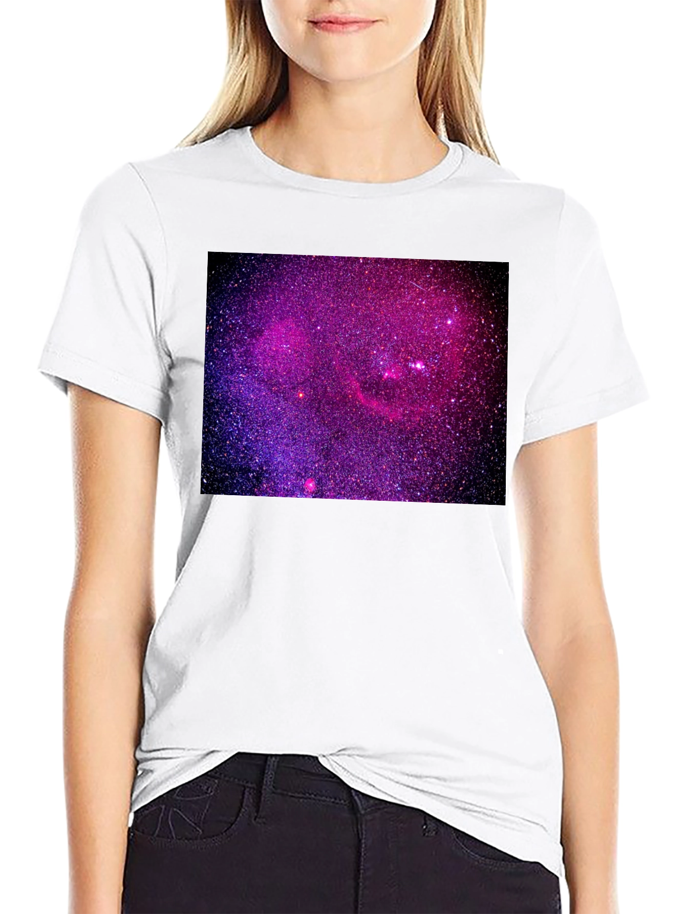 Black Galaxy Print Black T-Shirt view 9