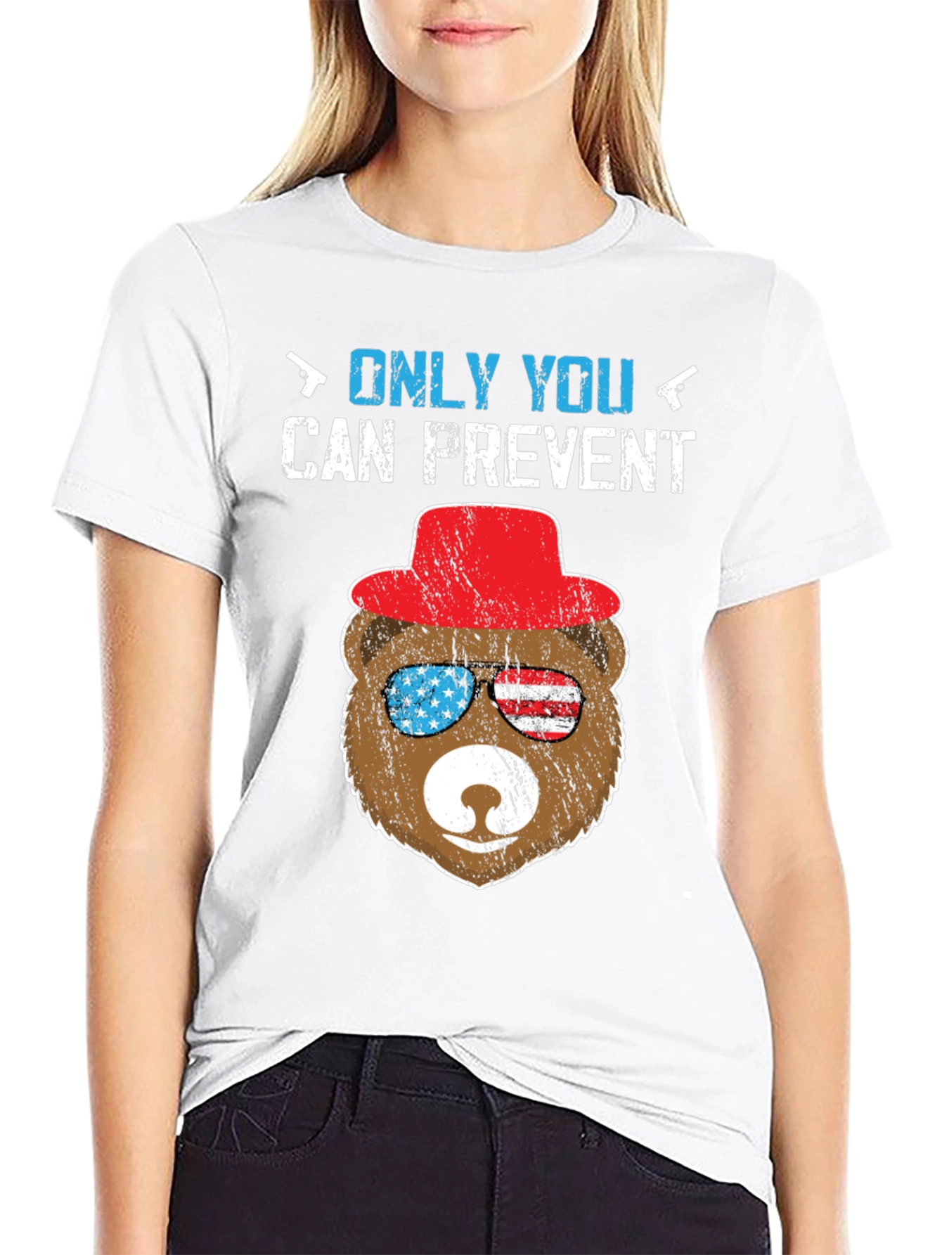 Black Patriotic Bear T-Shirt: Only YOU Prevent view 9