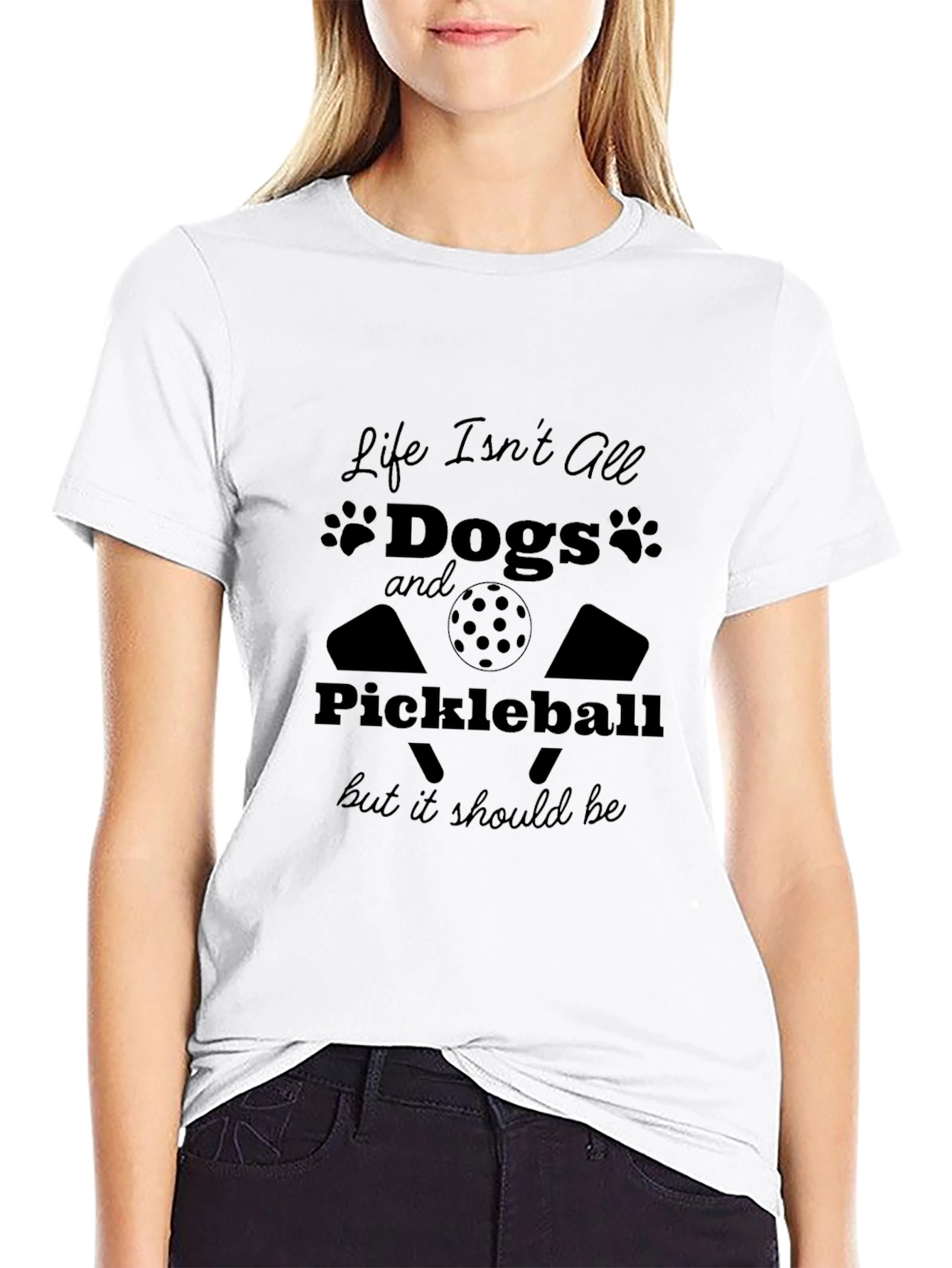 Black Dogs and Pickleball Black Graphic Tee view 9