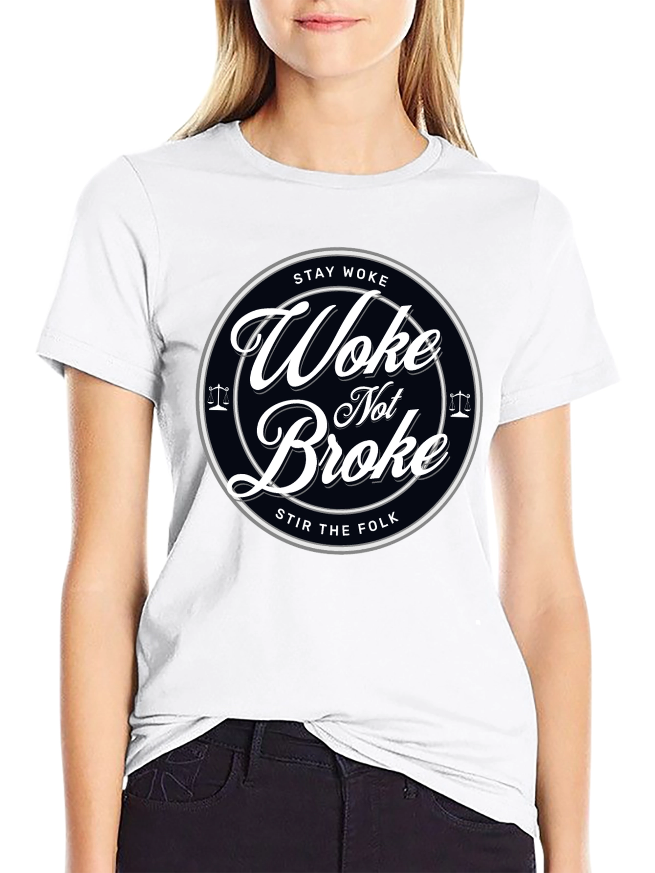 Black Stay Woke Not Broke Graphic T-Shirt - Trendy Design view 9