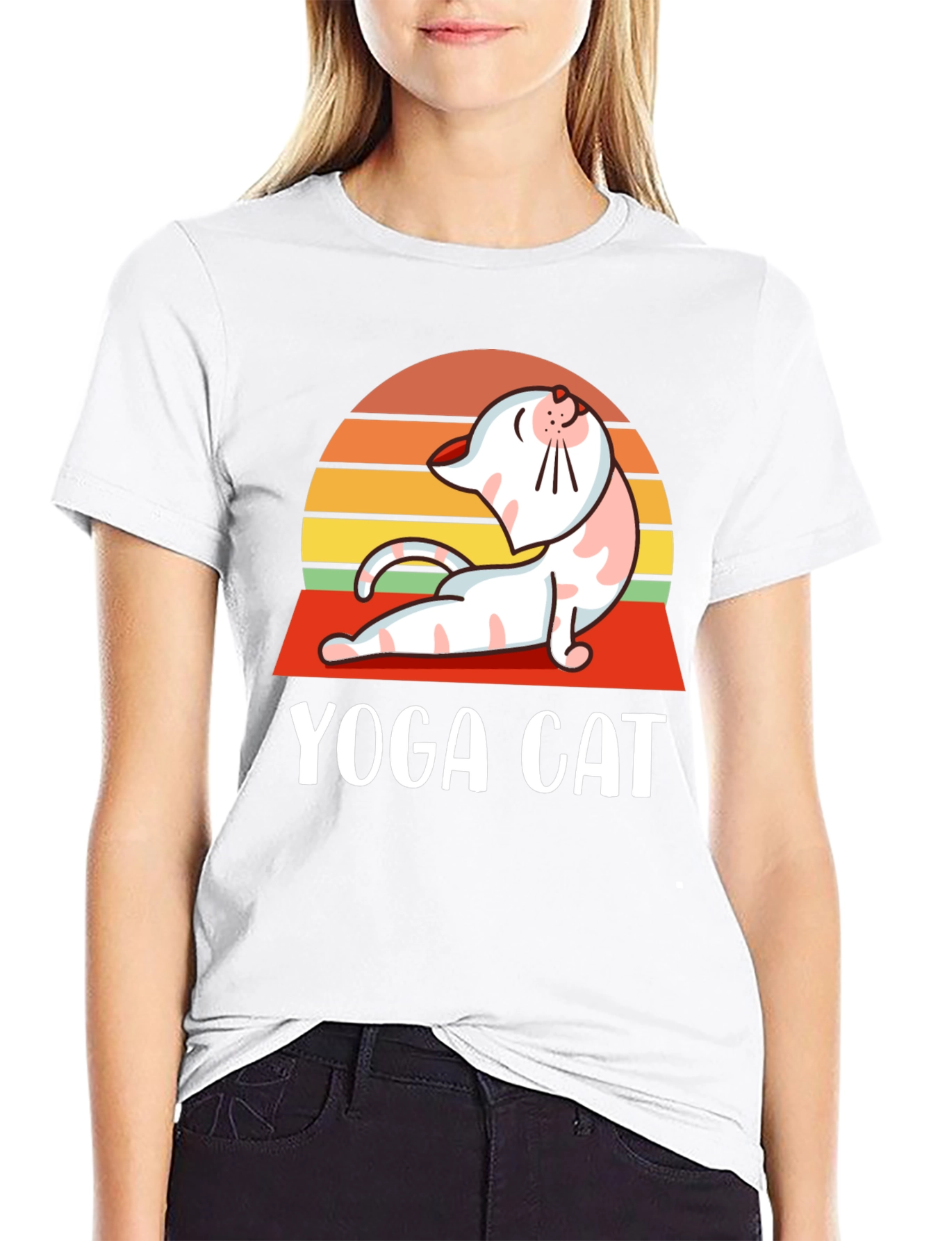 Black Yoga Cat T-Shirt - Funny Workout Tee view 9