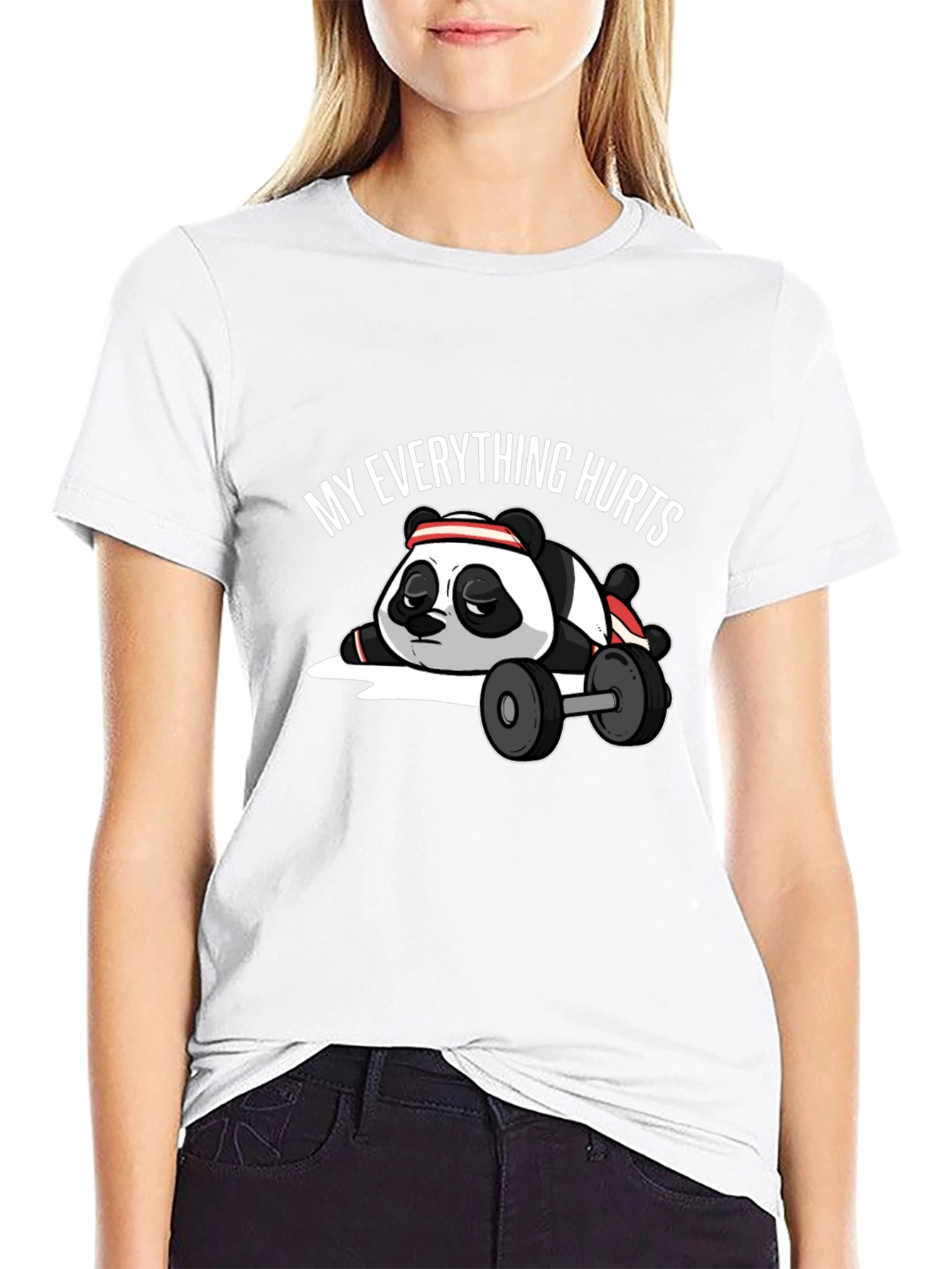 Black My Everything Hurts Panda T-Shirt - Workout Humor Tee view 9