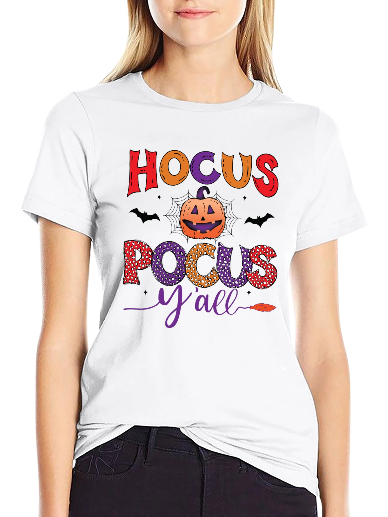 Black Hocus Pocus Y'all Halloween T-Shirt view 9