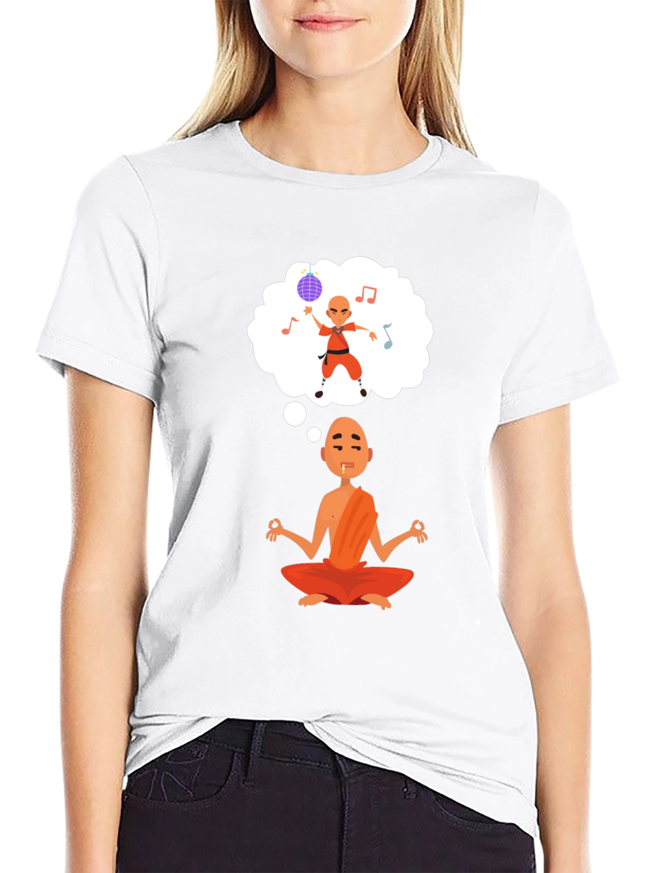 Black Meditating Monk T-Shirt - Dream of Dancing view 9