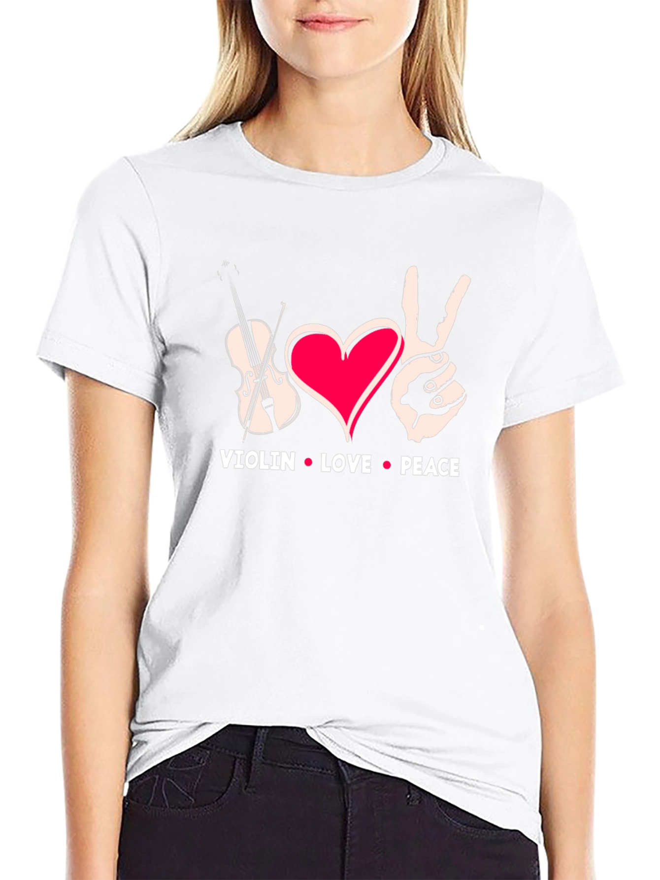 Violin Love Peace Graphic T-Shirt - 9