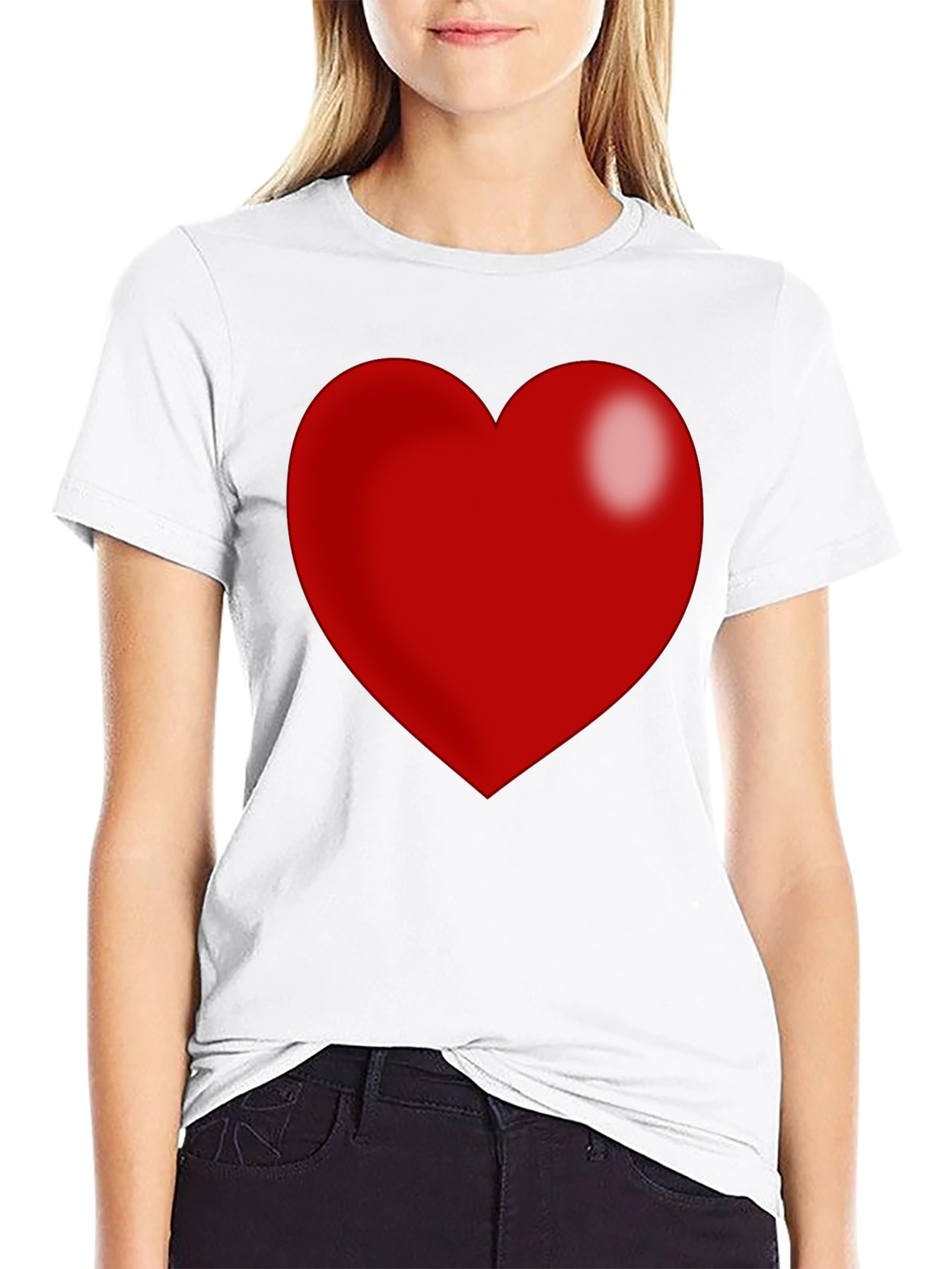 Black Red Heart Graphic Print Black T-Shirt view 9