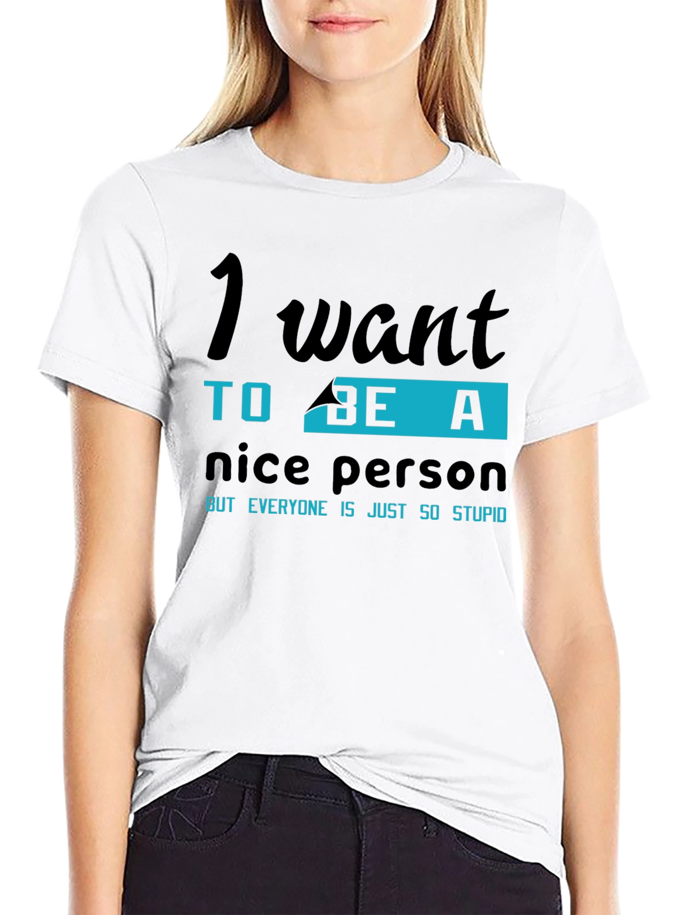 Black Funny "I Want To Be A Nice Person" Graphic Tee view 9