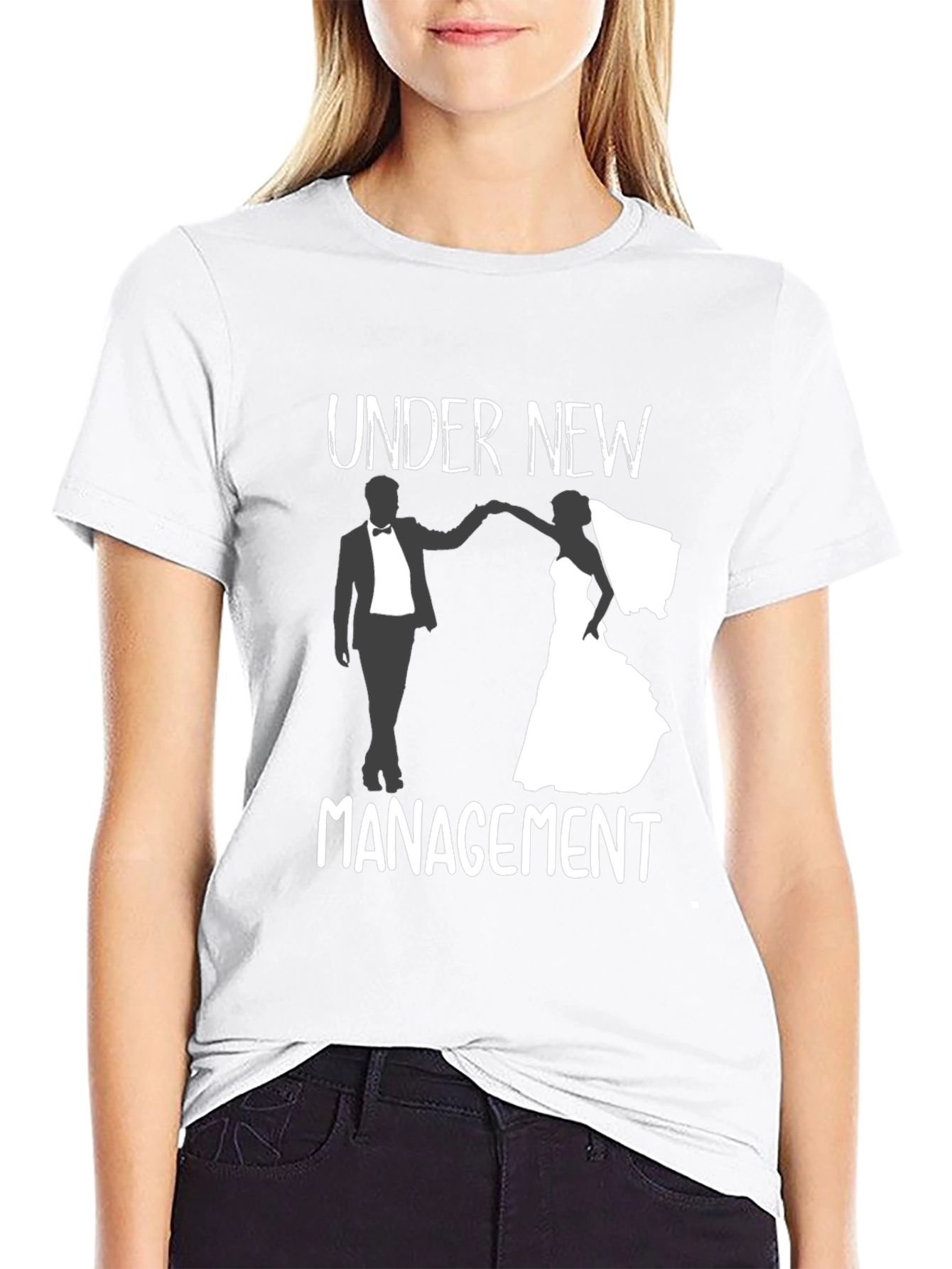 Black Under New Management Wedding T-Shirt view 9