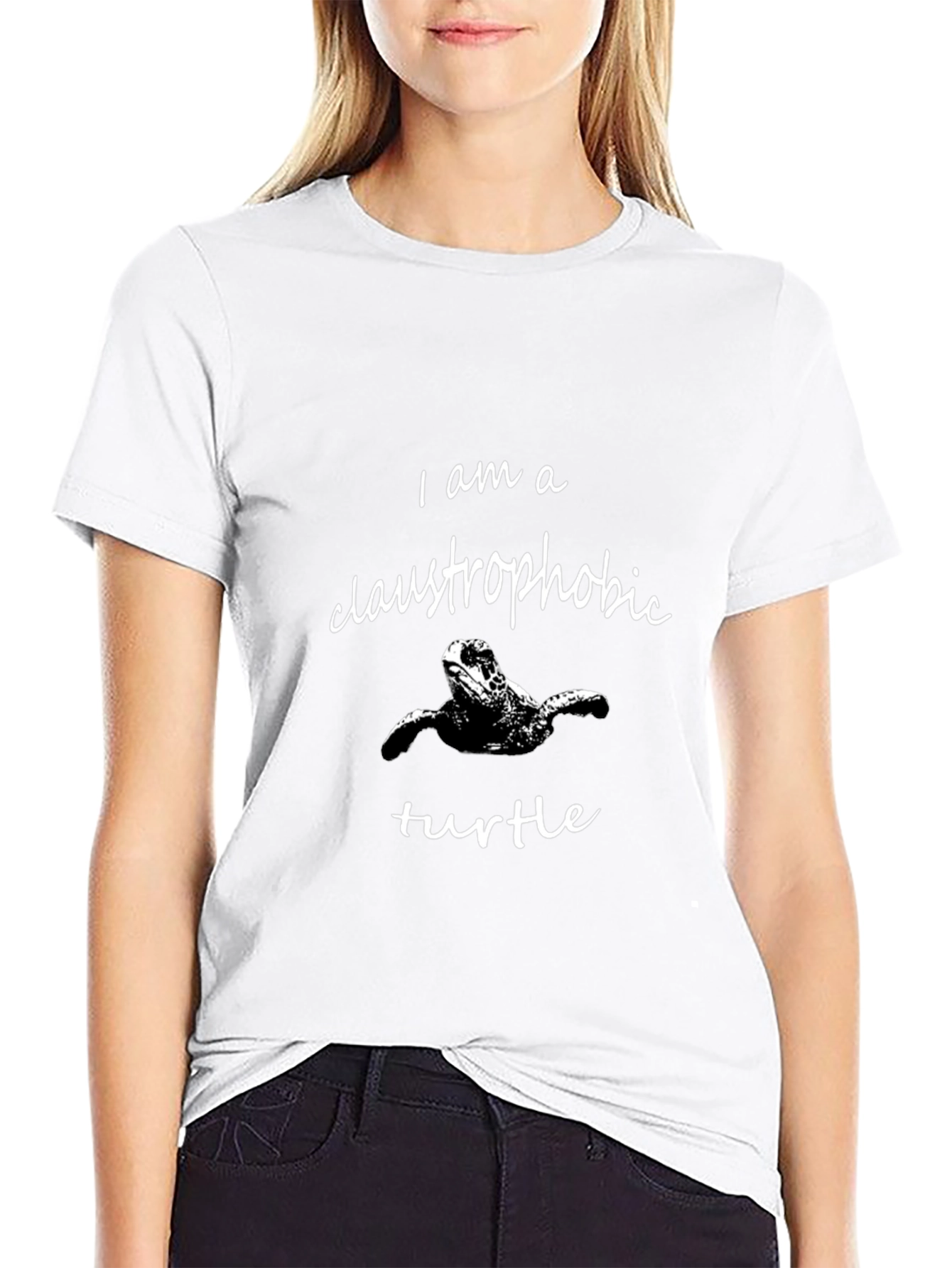 Black Claustrophobic Turtle Graphic T-Shirt - Funny Animal Tee view 9