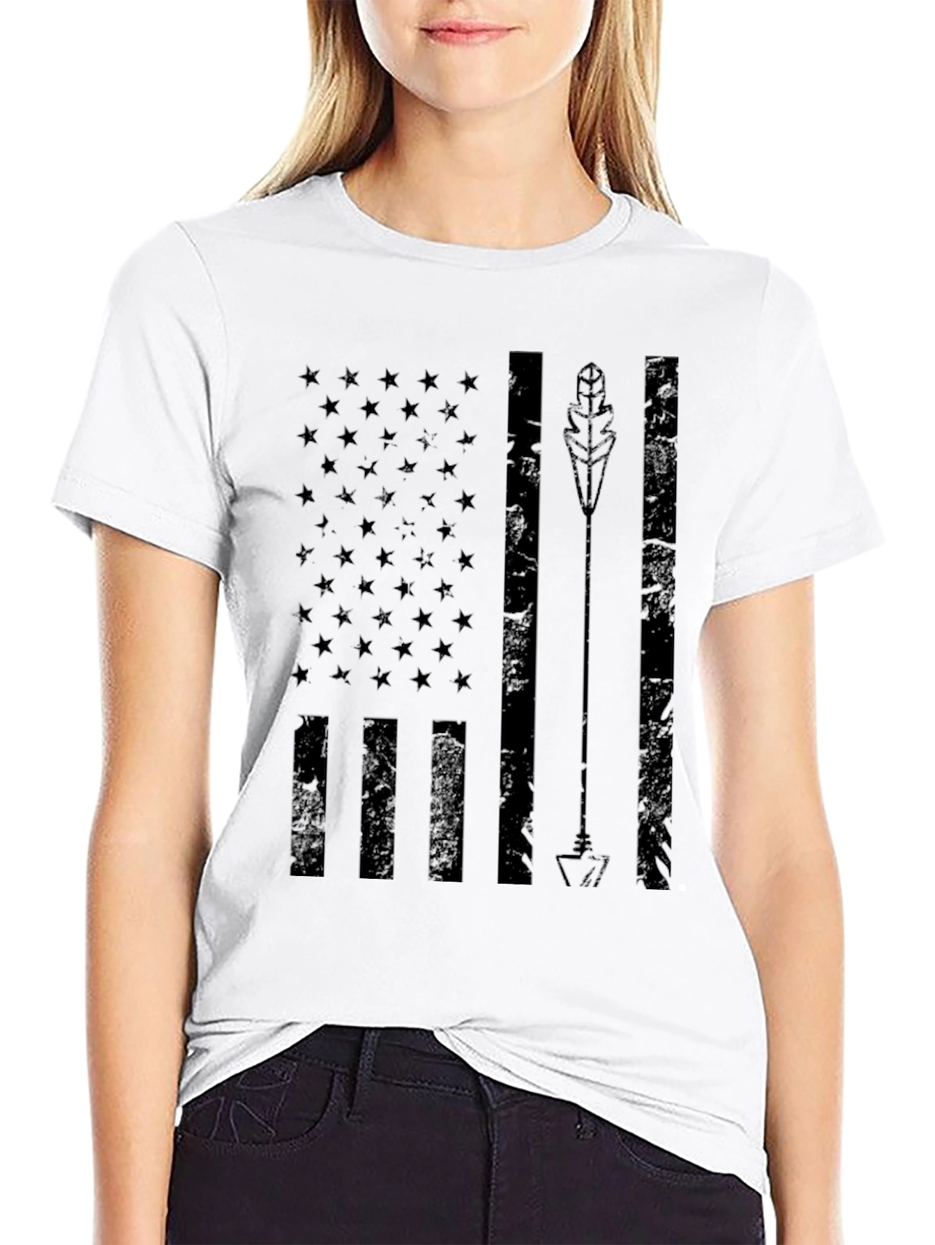 Black American Arrow Flag Graphic Tee - Black view 9