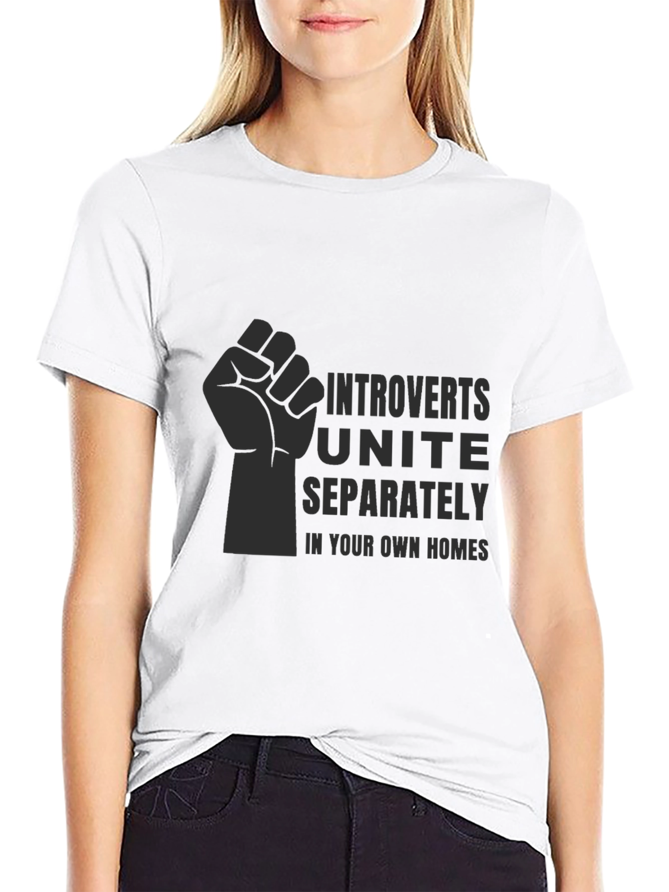Black Introverts Unite T-Shirt - Black Graphic Tee view 9
