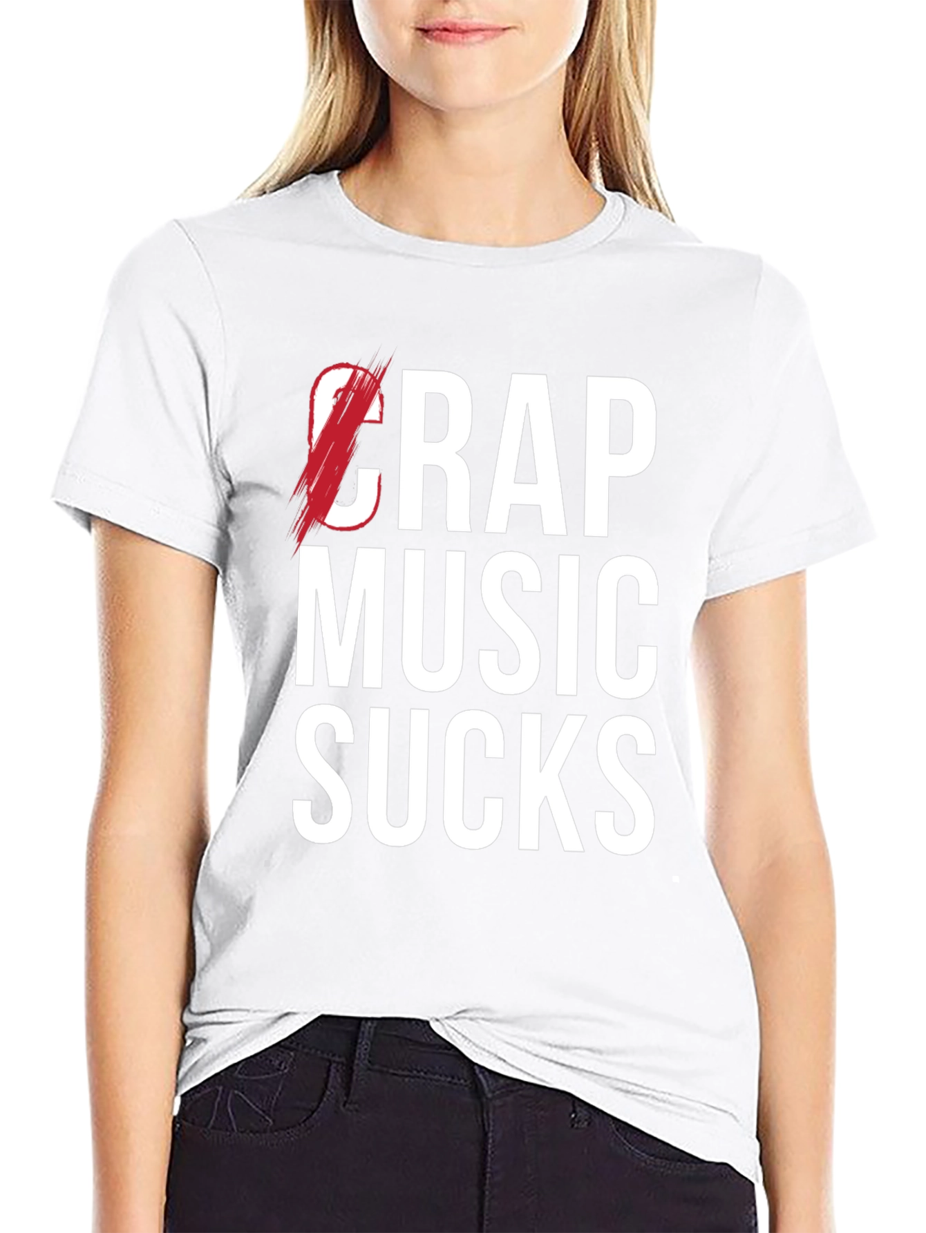 Black Crap Music Sucks Graphic Tee view 9