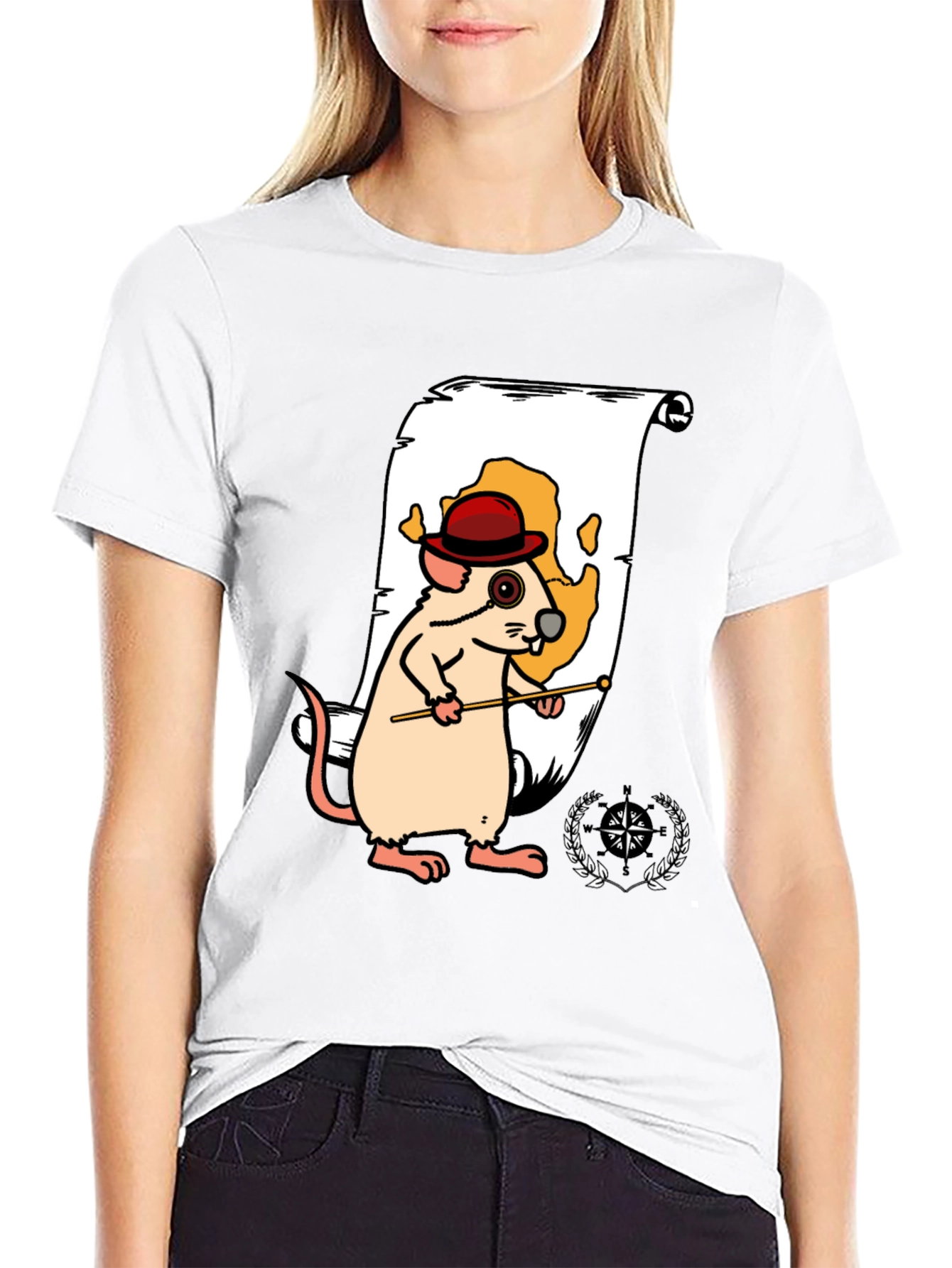 Black Cartoon Mouse Navigator Graphic Tee view 9