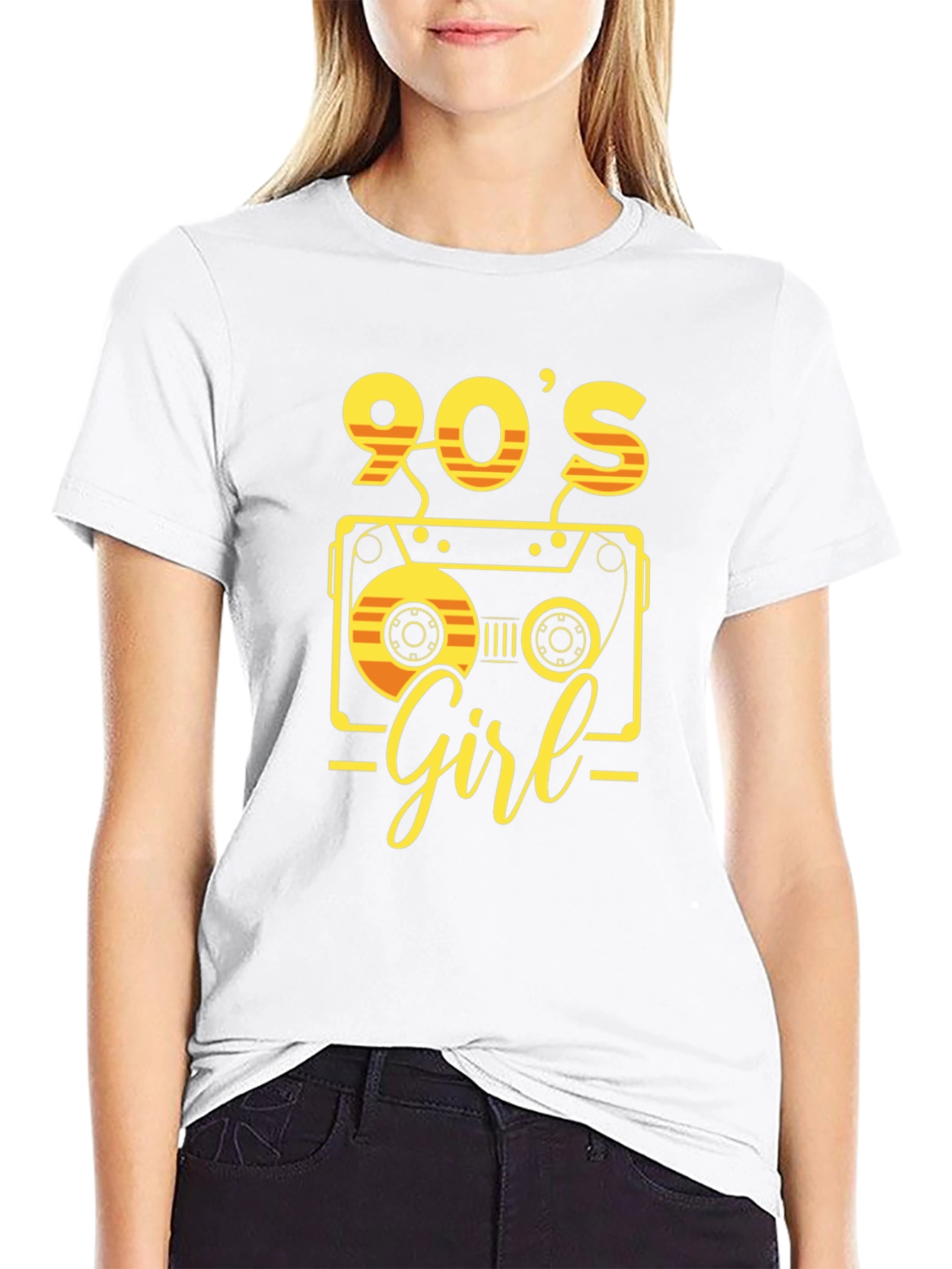 Black 90's Girl Retro Cassette T-Shirt view 9