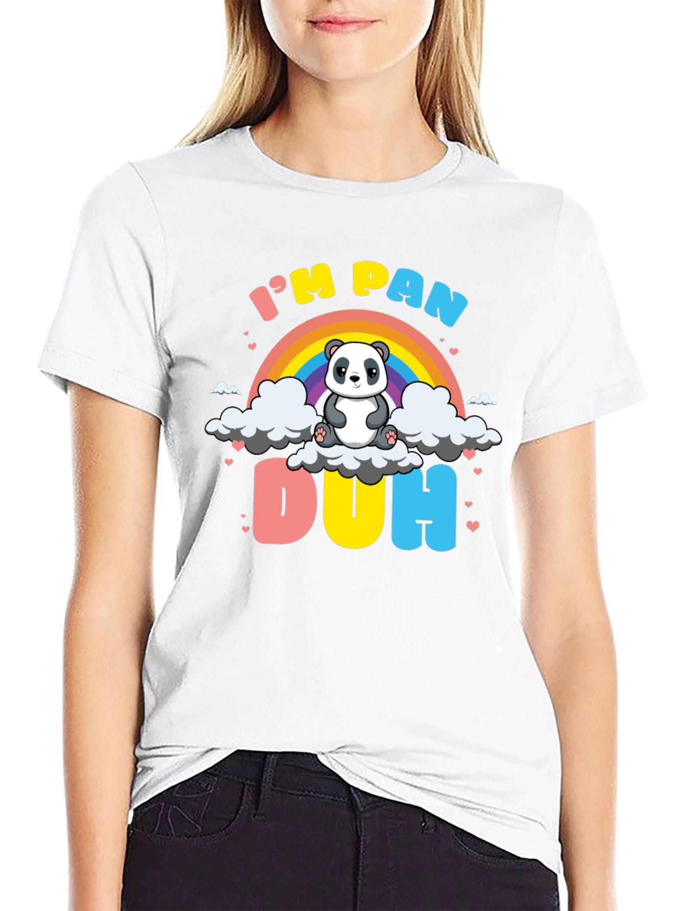 Black I'm Pan Duh T-Shirt - Panda LGBT Pride Rainbow view 9