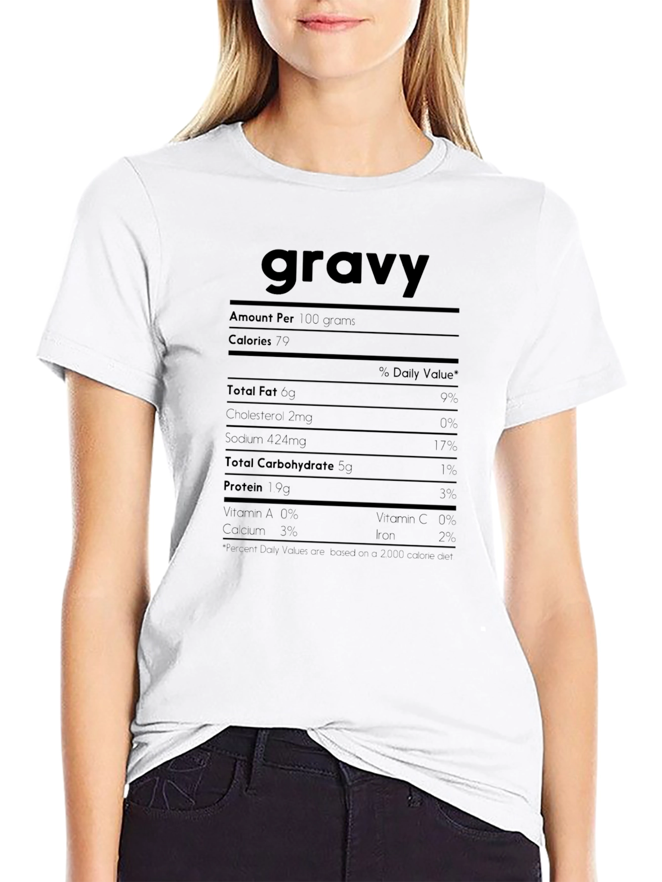 Black Nutrition Facts Gravy T-Shirt, Black view 9