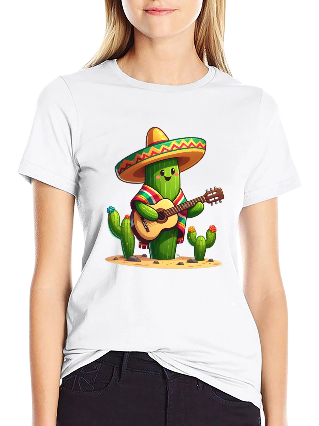 Black Cactus Guitar Player T-Shirt view 9