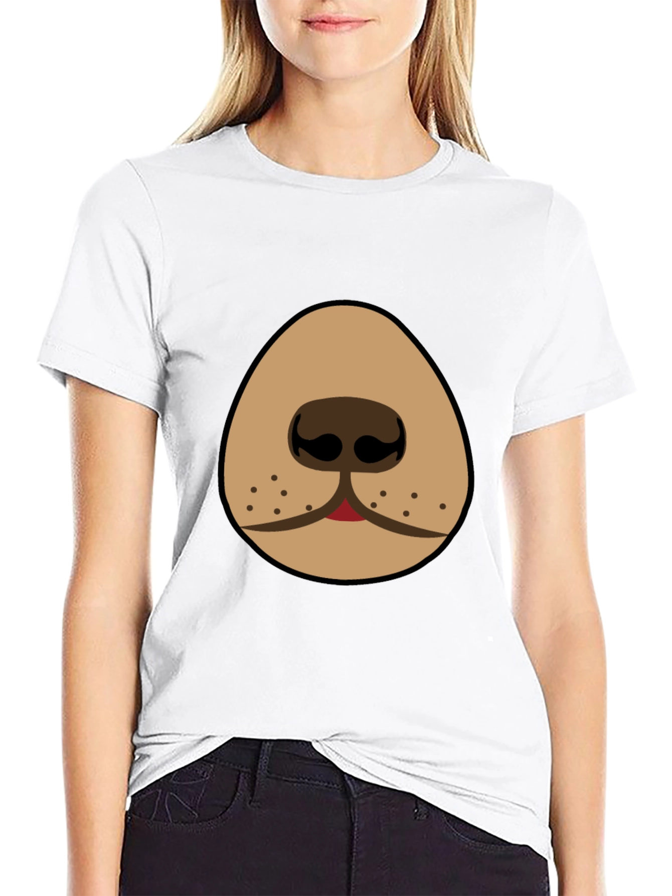 Black Funny Dog Nose Graphic T-Shirt - Black view 9