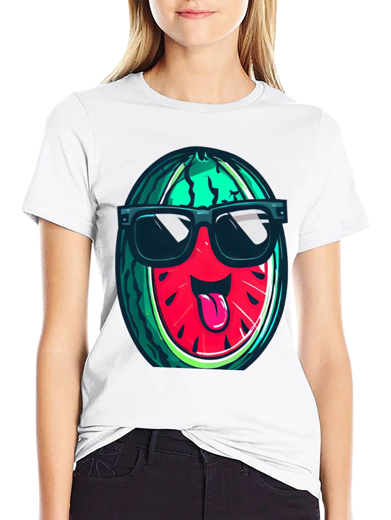 Black Cool Watermelon Graphic T-Shirt view 9