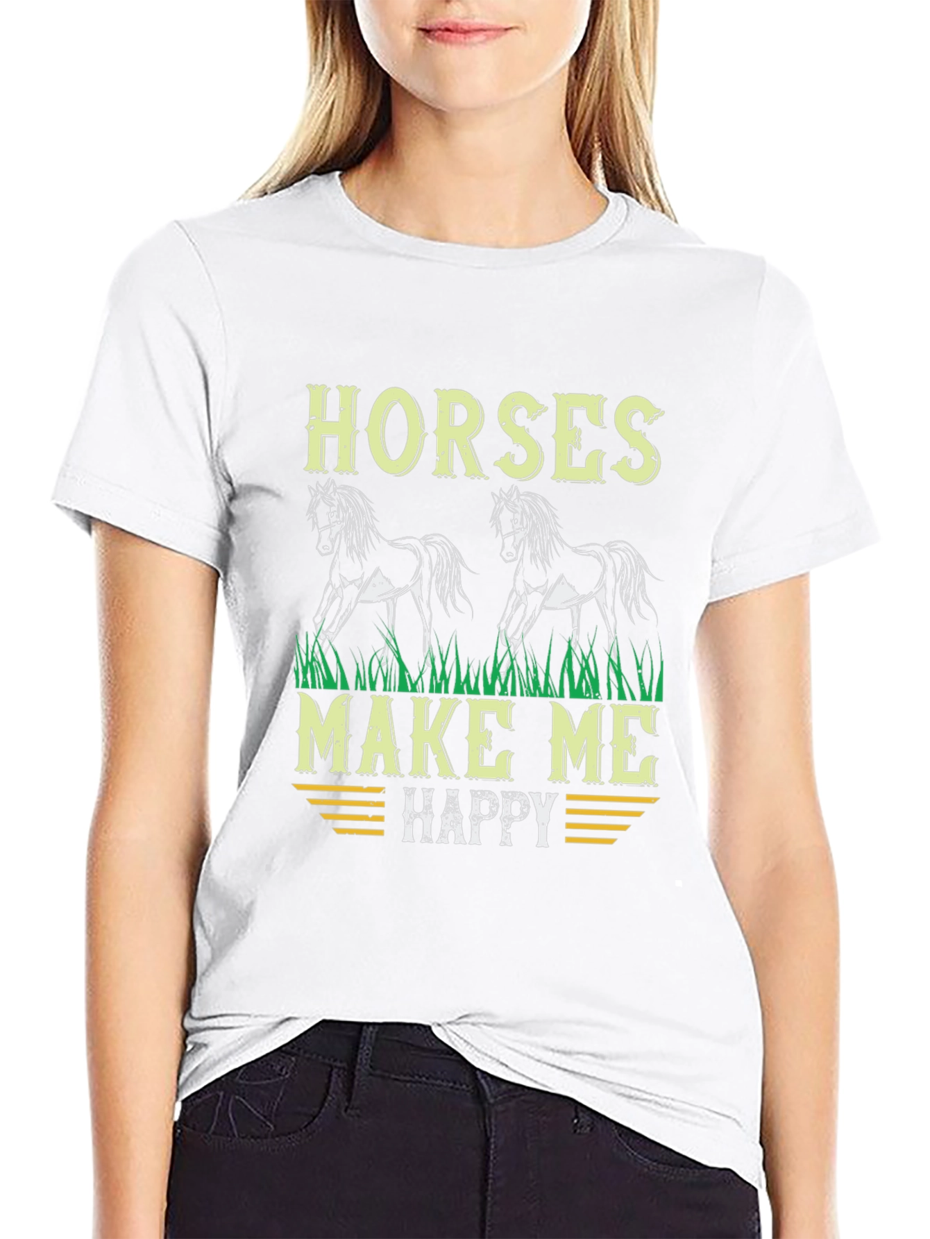 Black Horses Make Me Happy Graphic T-Shirt view 9