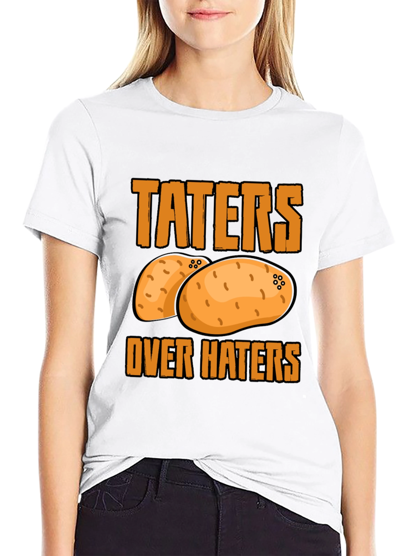 Black Taters Over Haters Graphic Tee view 9