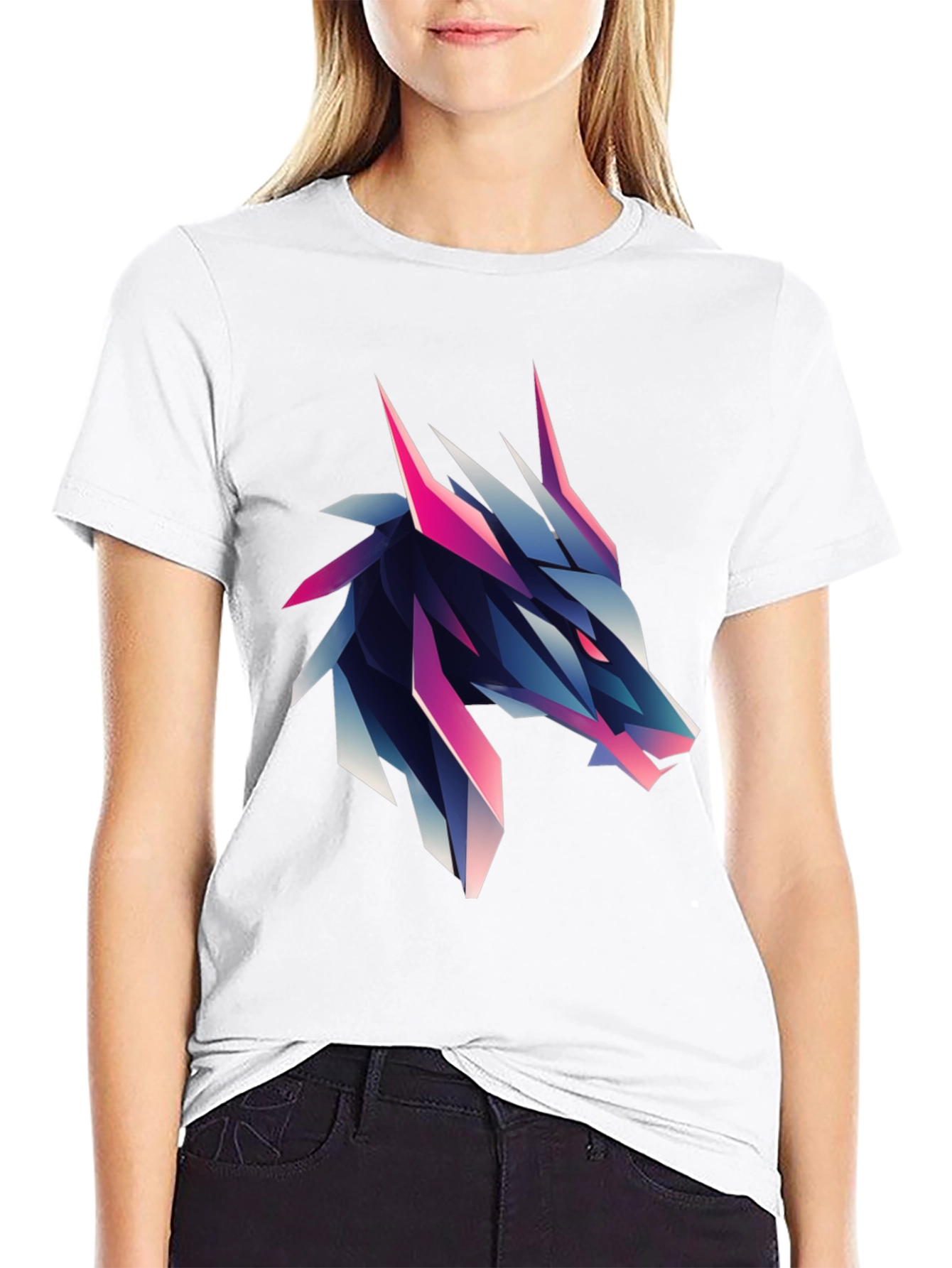Black Geometric Wolf Graphic Tee - Bold & Modern view 9